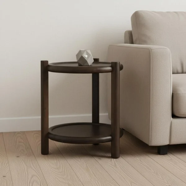 Bàn khay gỗ tự nhiên màu nâu đậm 61cm