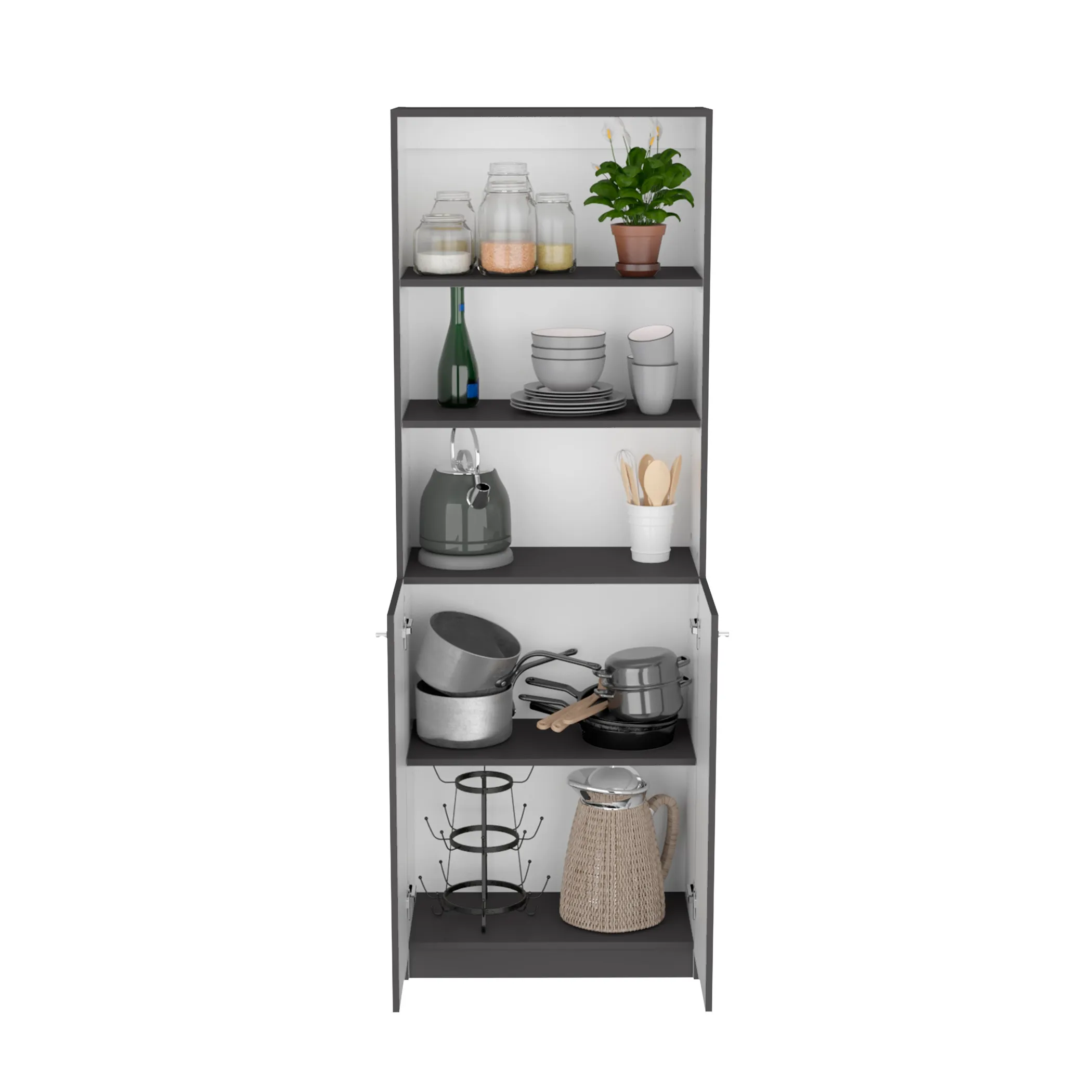 Bộ kệ sách phòng khách Dupree 2 món màu xám mờ phối trắng - Ảnh 3