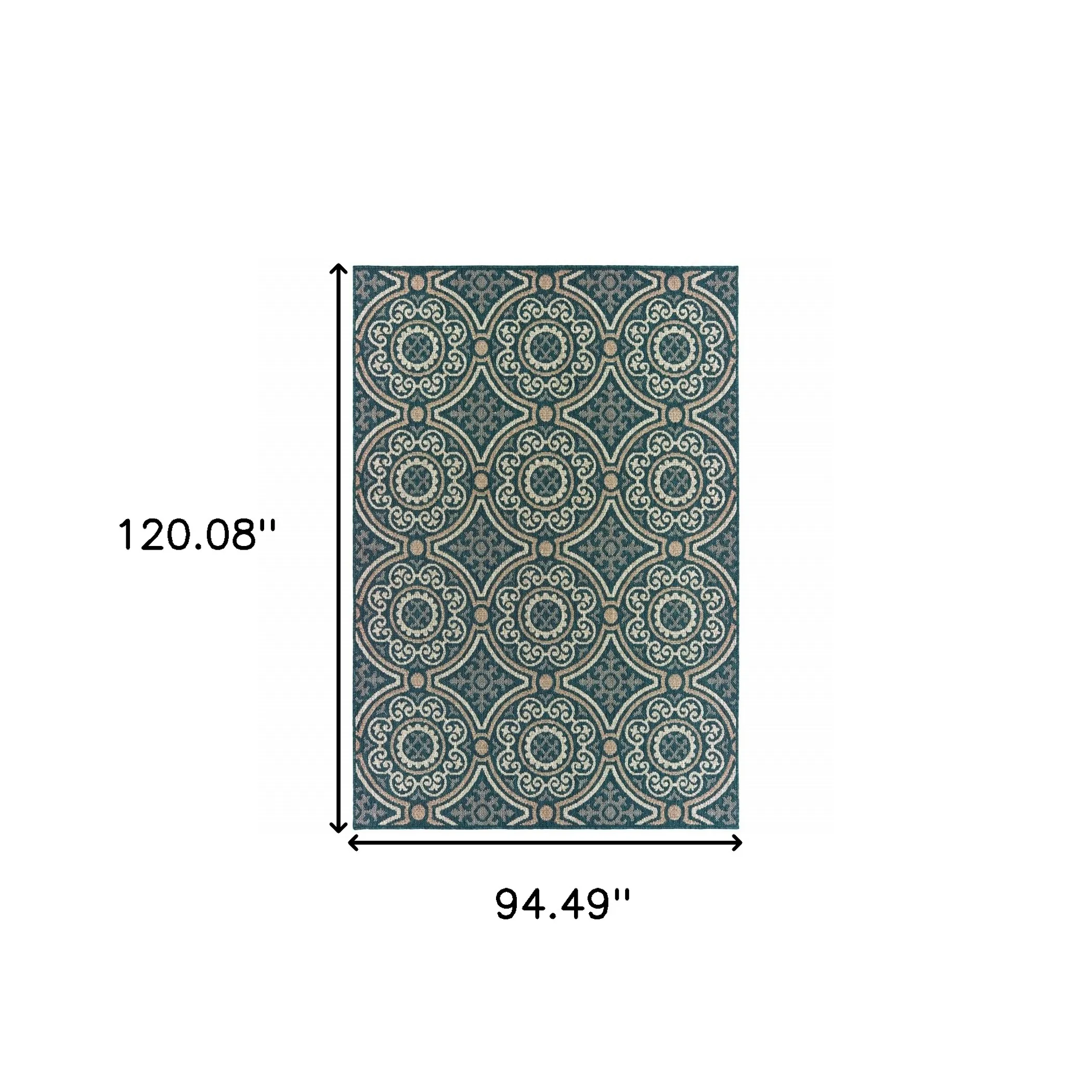 Thảm trải sàn chống bẩn 2,4m x 3m họa tiết hình học màu xanh dương và xám - Ảnh 6