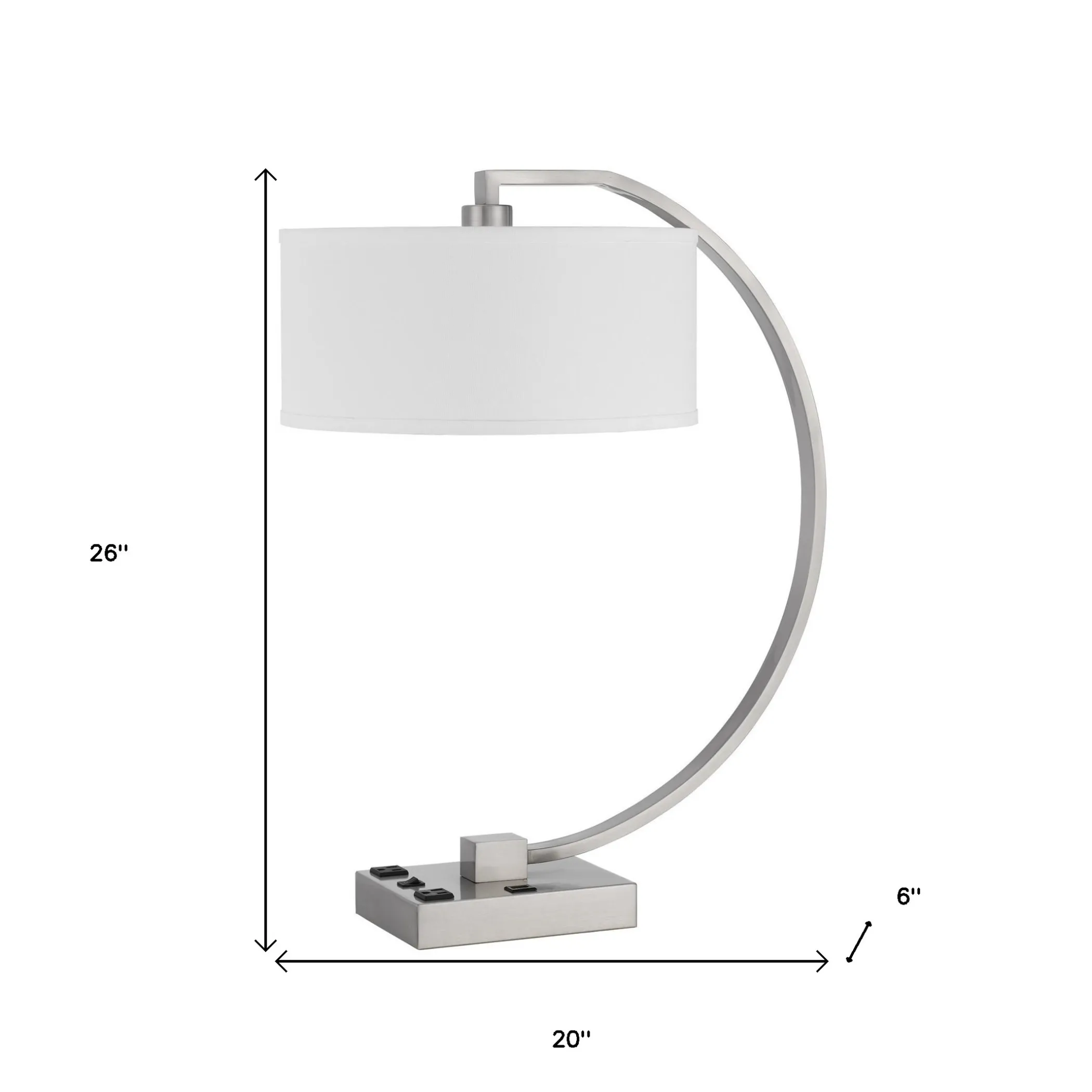 Đèn bàn kim loại mạ niken dáng lồng đèn 66cm có cổng USB, chụp trắng - Ảnh 5