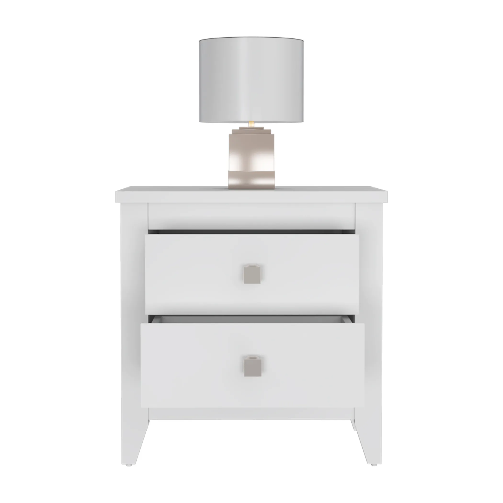 Tủ đầu giường 2 ngăn kéo gỗ công nghiệp màu trắng 62cm - Ảnh 4