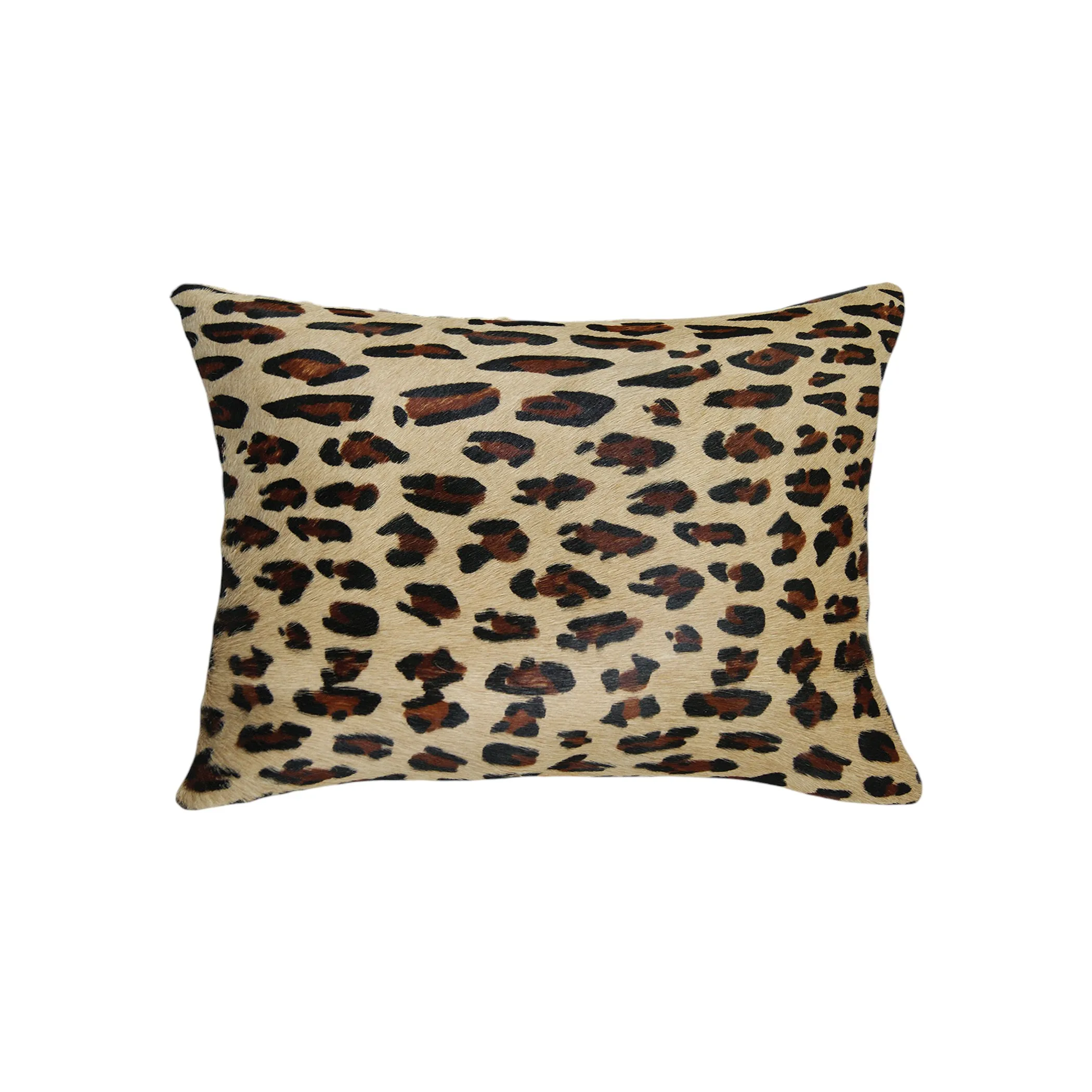 Bộ 2 gối tựa lưng da bò thật họa tiết da báo nâu đen 30cm x 50cm