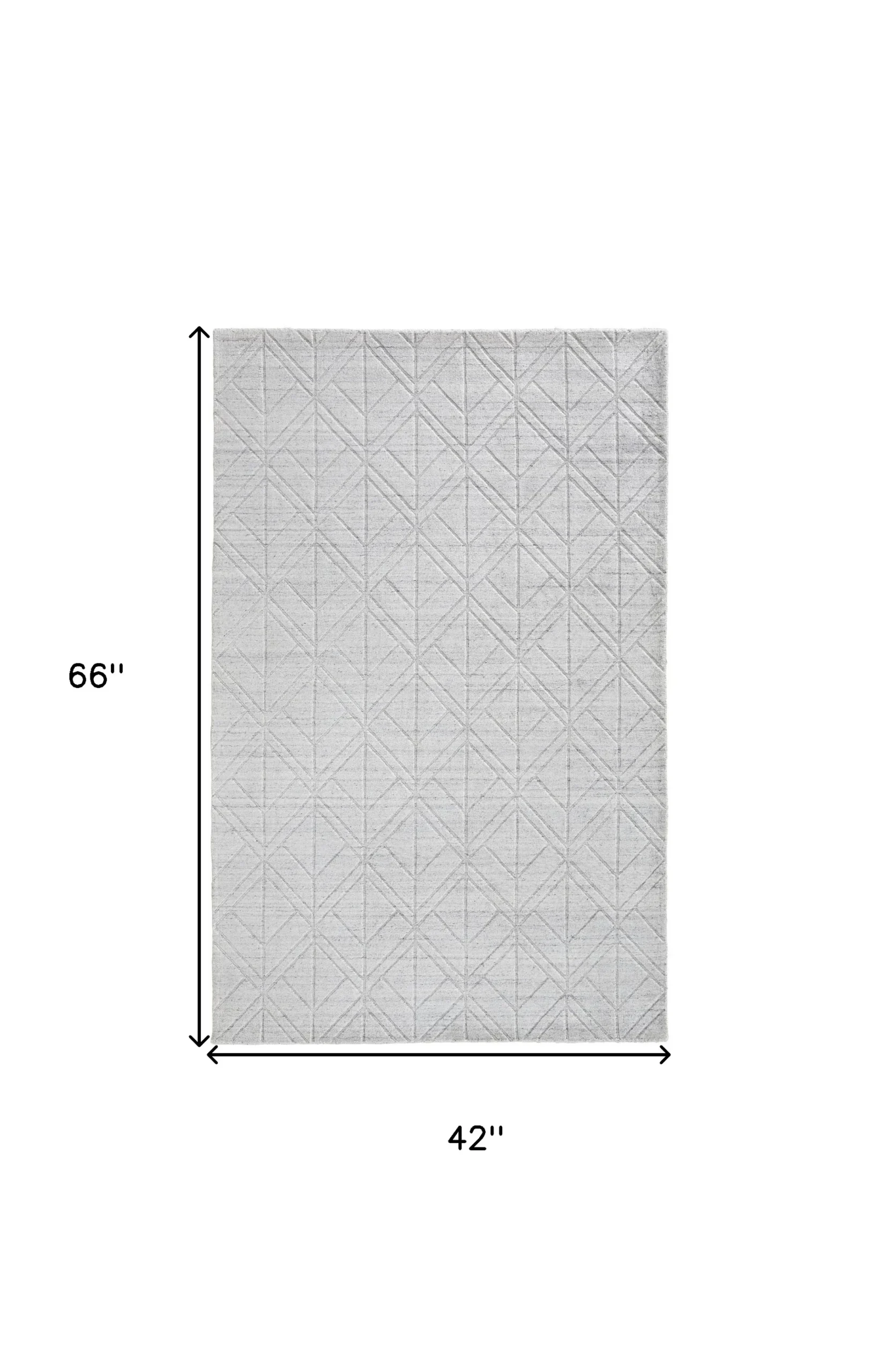 Thảm trải sàn dệt tay 1,2m x 1,8m họa tiết hình học trắng bạc - Ảnh 3