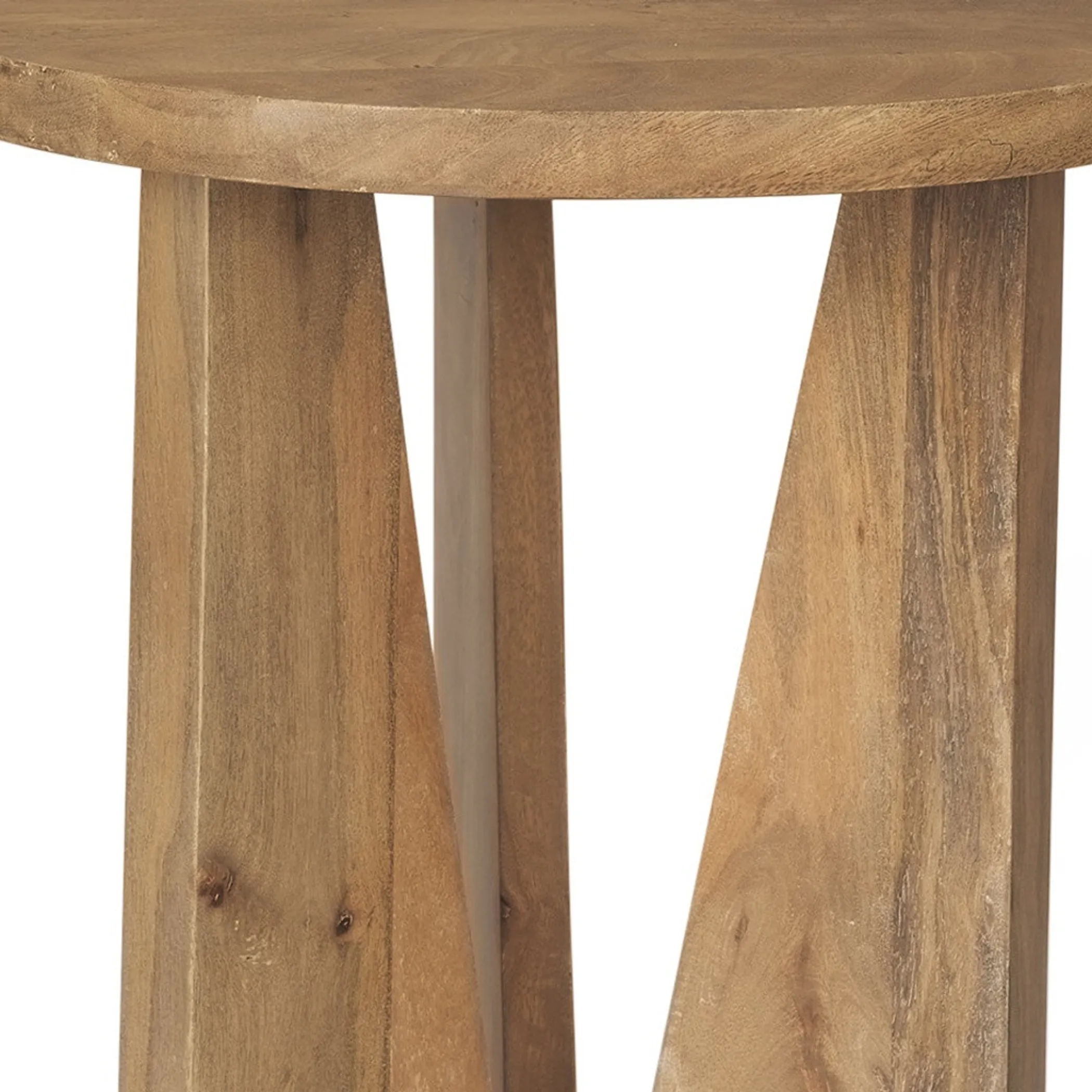 Bàn góc tròn gỗ tự nhiên phong cách cũ kỹ 56cm - Ảnh 4