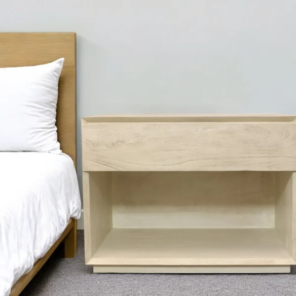 Tủ đầu giường gỗ tự nhiên 1 ngăn kéo màu gỗ mộc 61cm