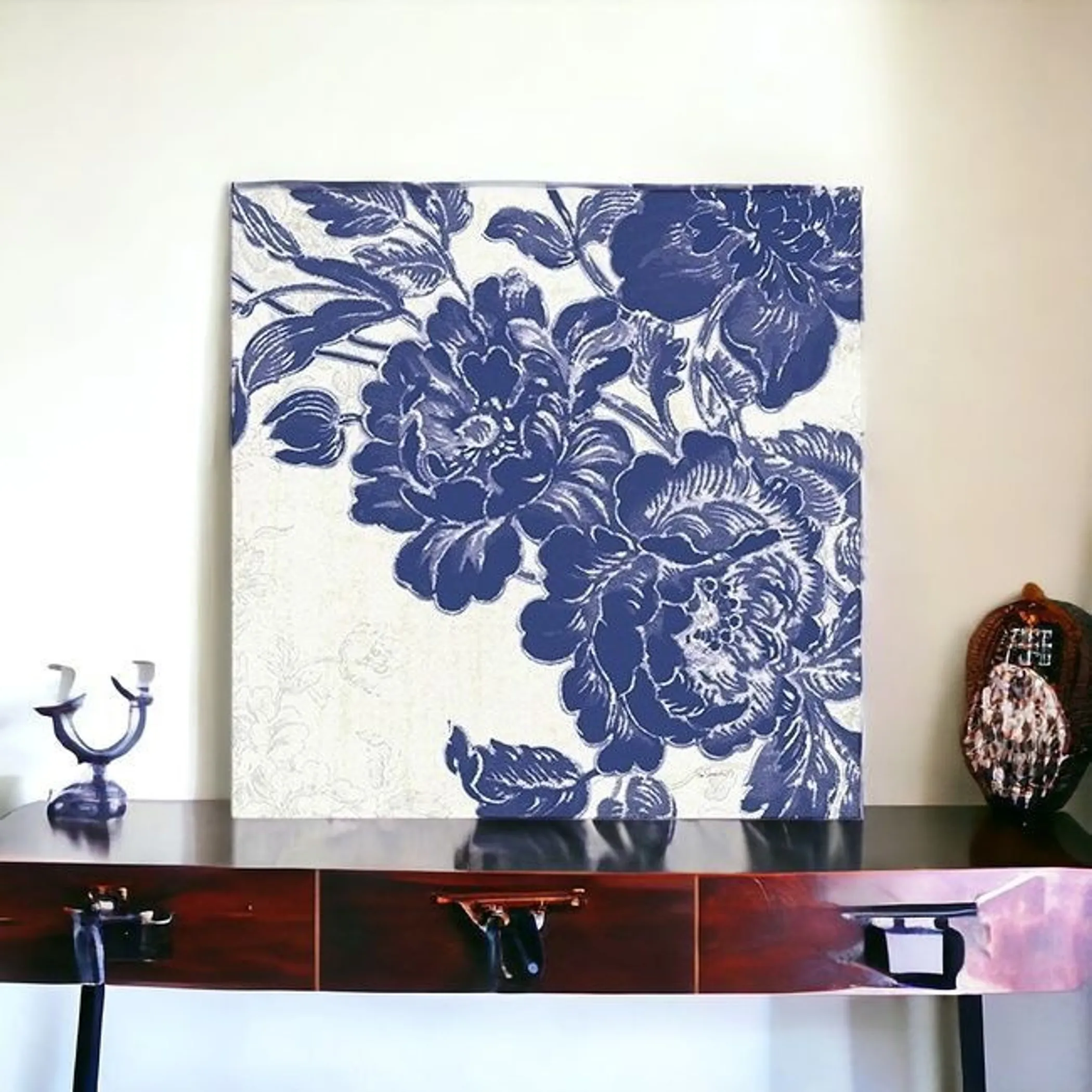 Tranh in không khung hoa hồng họa tiết toile xanh - Ảnh 3