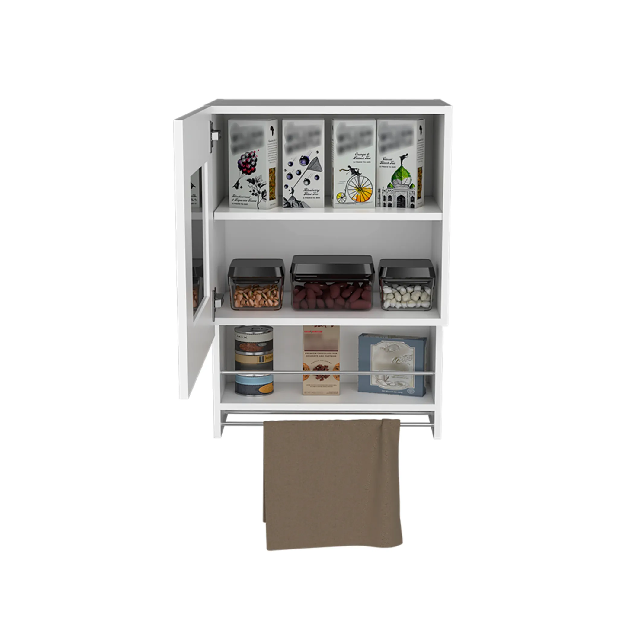 Tủ trang trí treo tường màu trắng rộng 50cm với một kệ - Ảnh 3