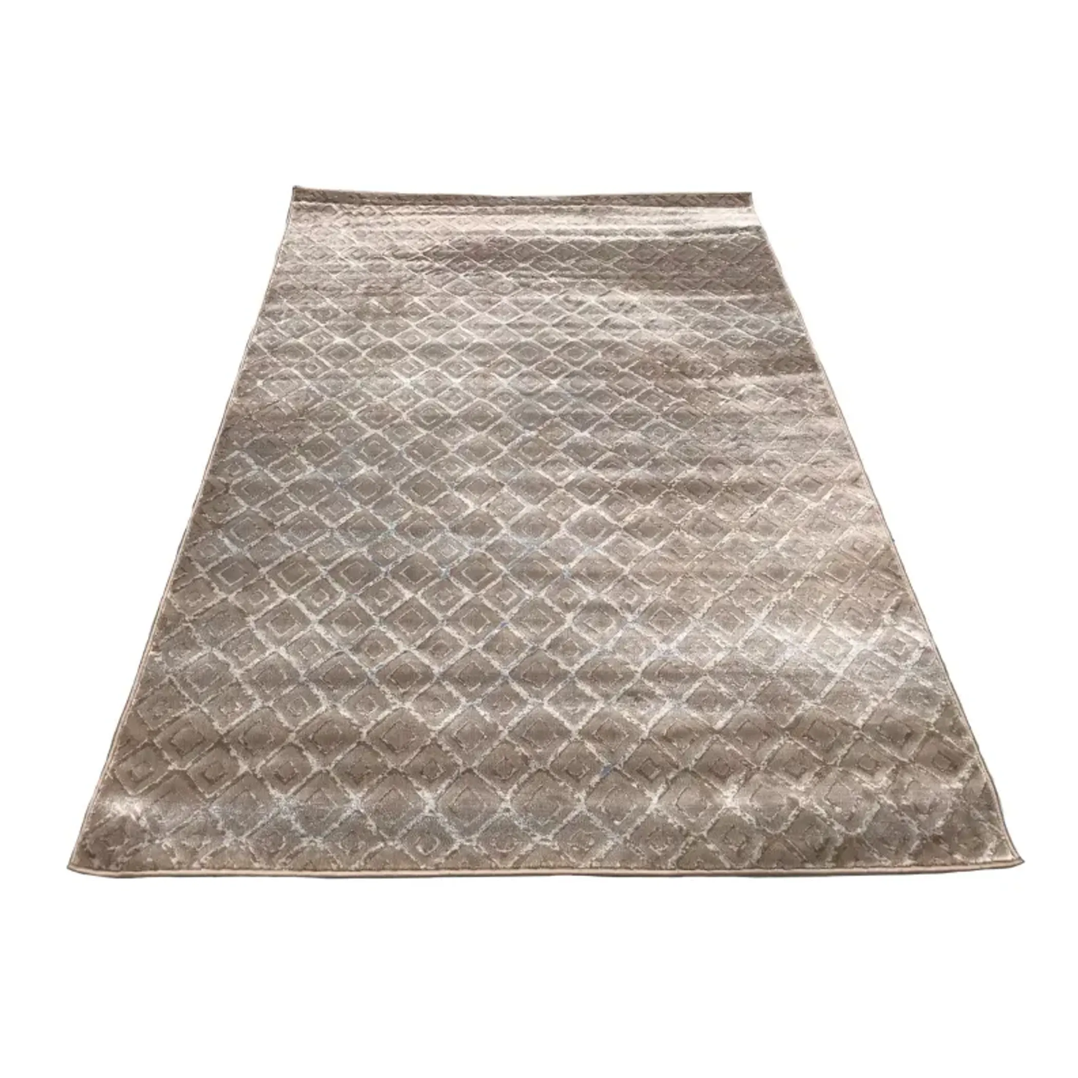 Thảm trải sàn dệt máy 2,4m x 3,1m màu be đậm họa tiết hình học bóng mượt - Ảnh 2