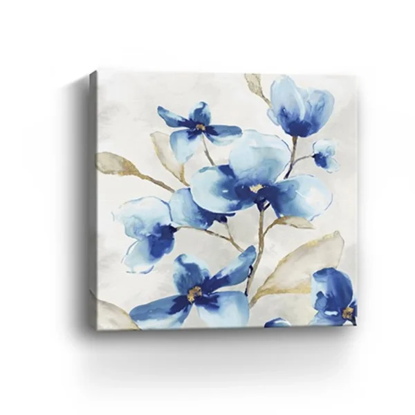 Tranh canvas hoa màu nước tông xanh 102cm x 102cm