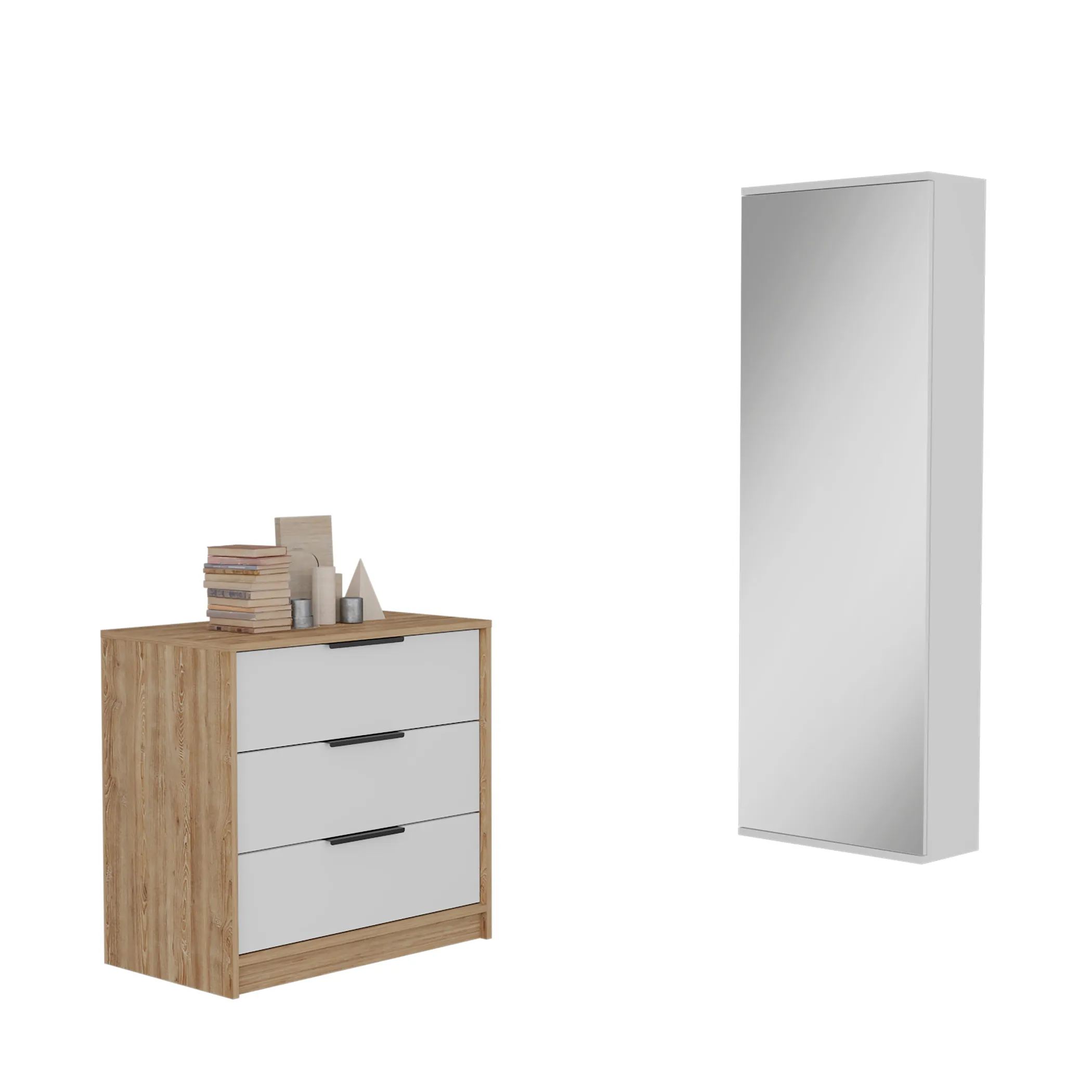 Bộ phòng ngủ Madison 2 món màu trắng phối gỗ thông - Ảnh 2