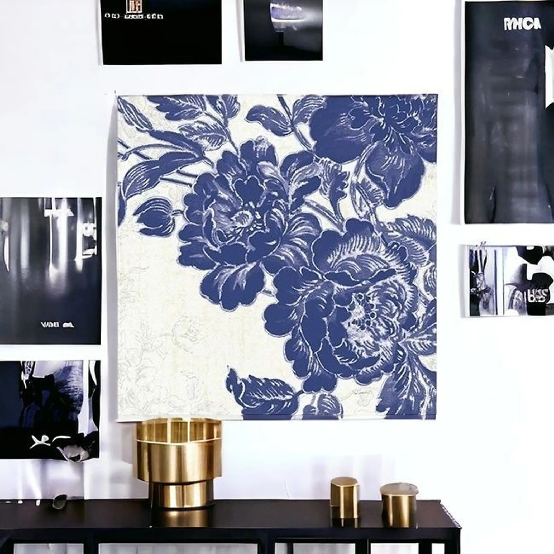 Tranh in không khung hoa hồng họa tiết toile xanh - Ảnh 2