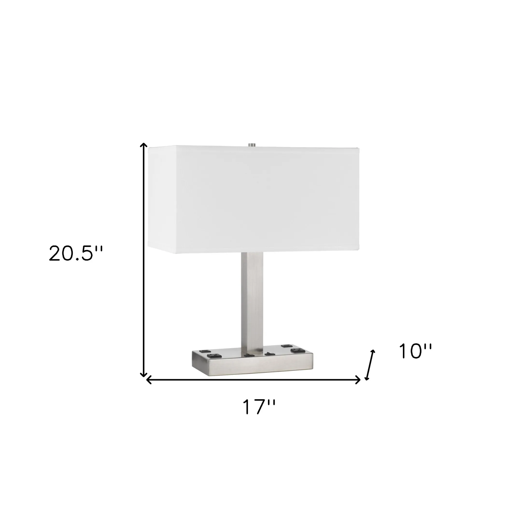 Đèn bàn làm việc USB 2 bóng kim loại màu niken 53cm chụp màu trắng - Ảnh 5