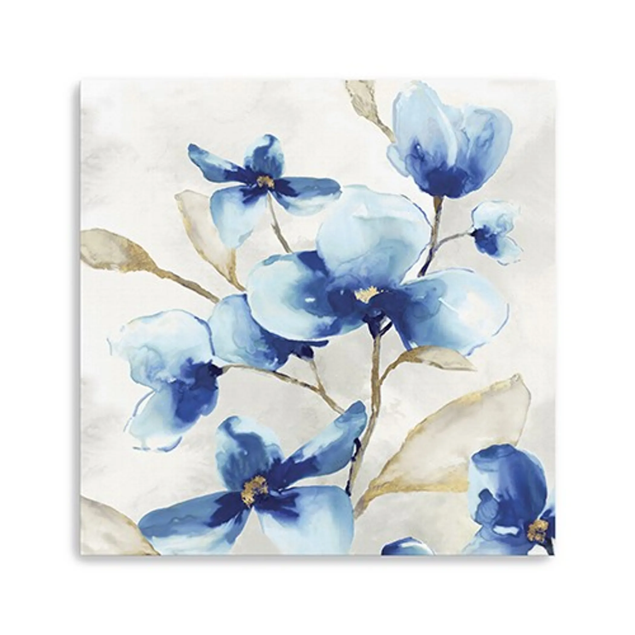 Tranh canvas hoa màu nước tông xanh 102cm x 102cm - Ảnh 2