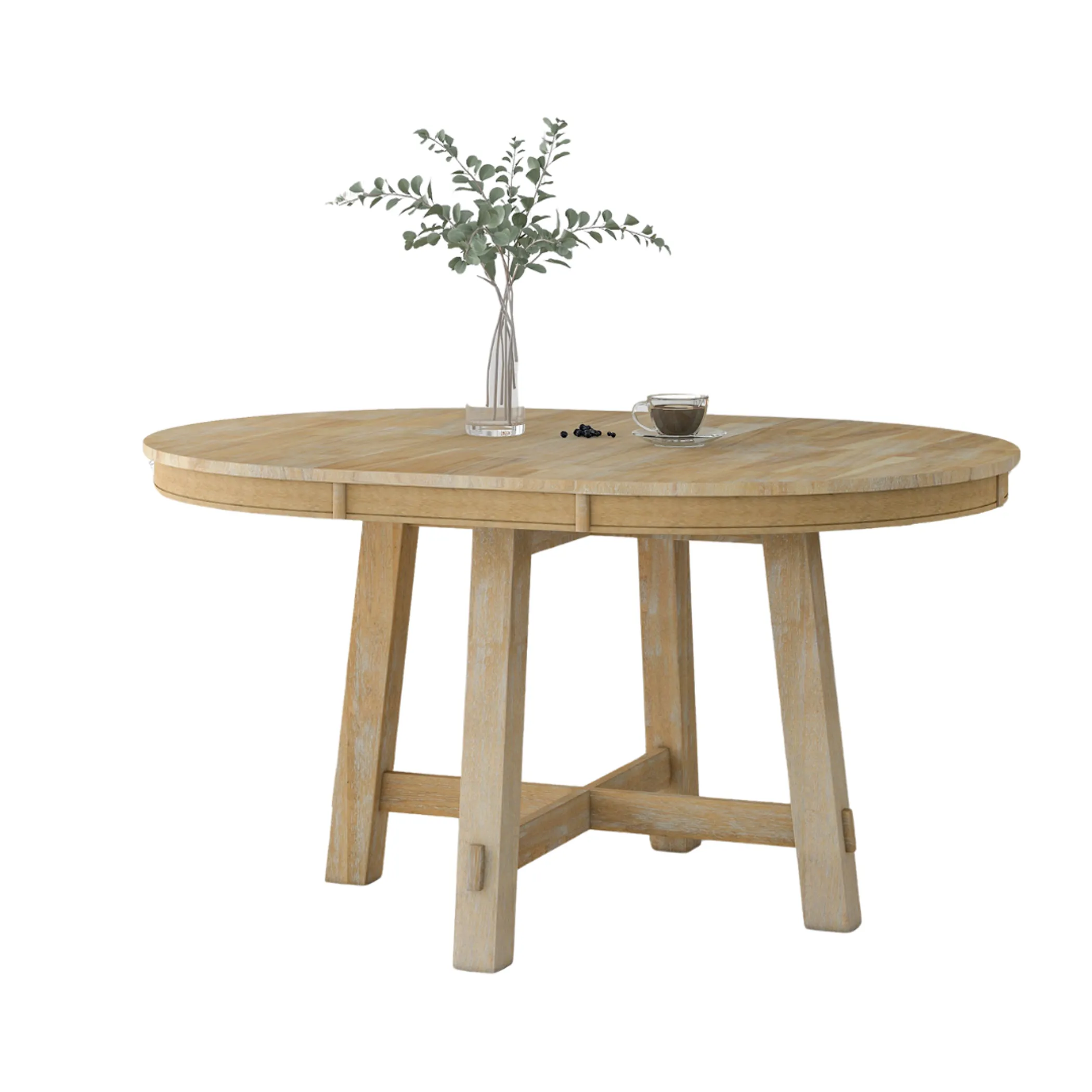Bàn ăn tròn mở rộng phong cách nông trại 107cm - 142cm
