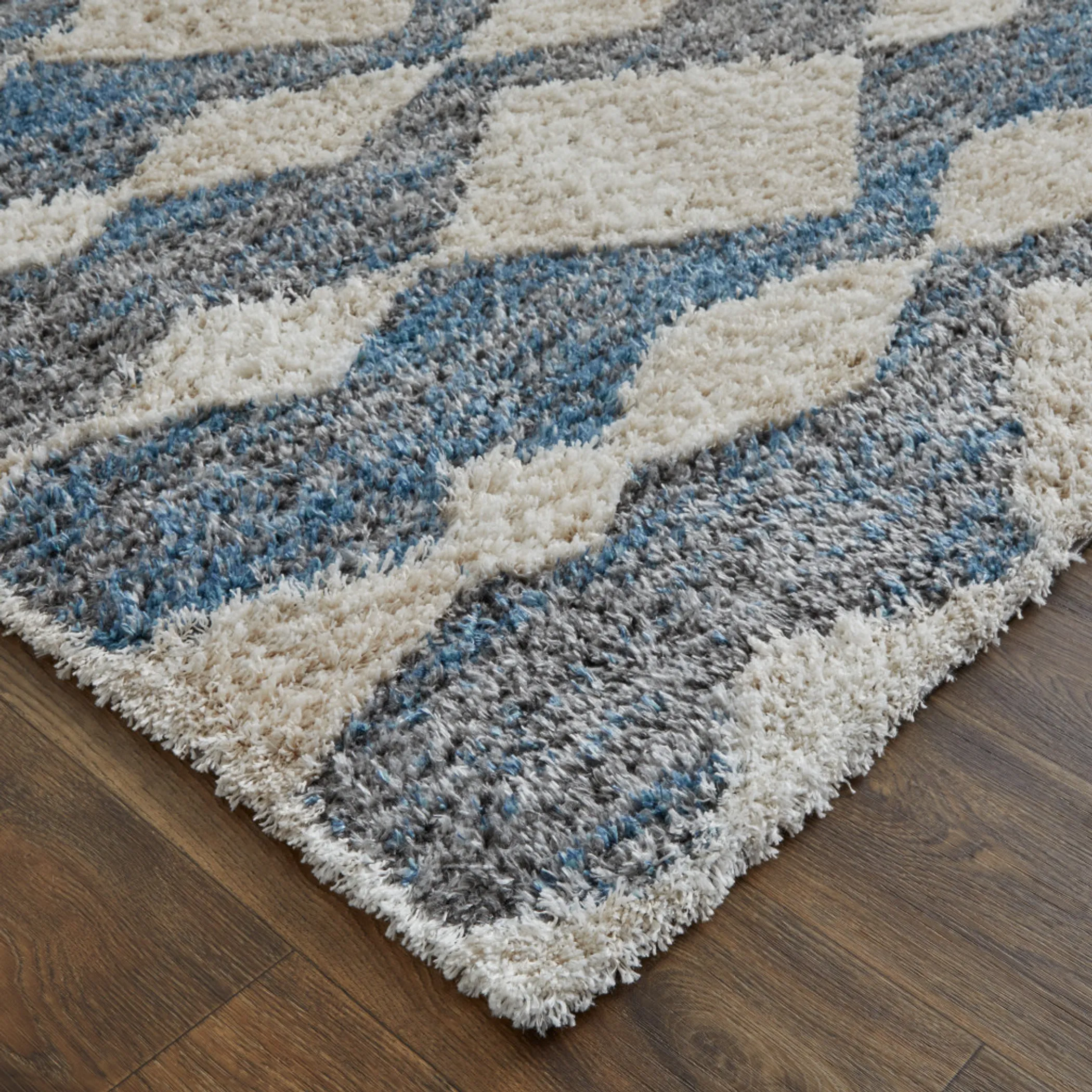 Thảm trải sàn dệt máy chống bám bẩn 1,5m x 2,4m họa tiết chevron ngà xám xanh - Ảnh 4
