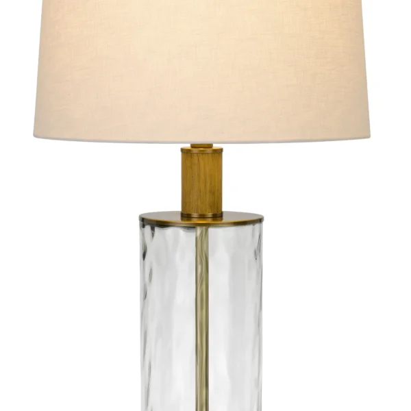 Đèn bàn kim loại trong suốt 79cm chụp hình thang màu trắng