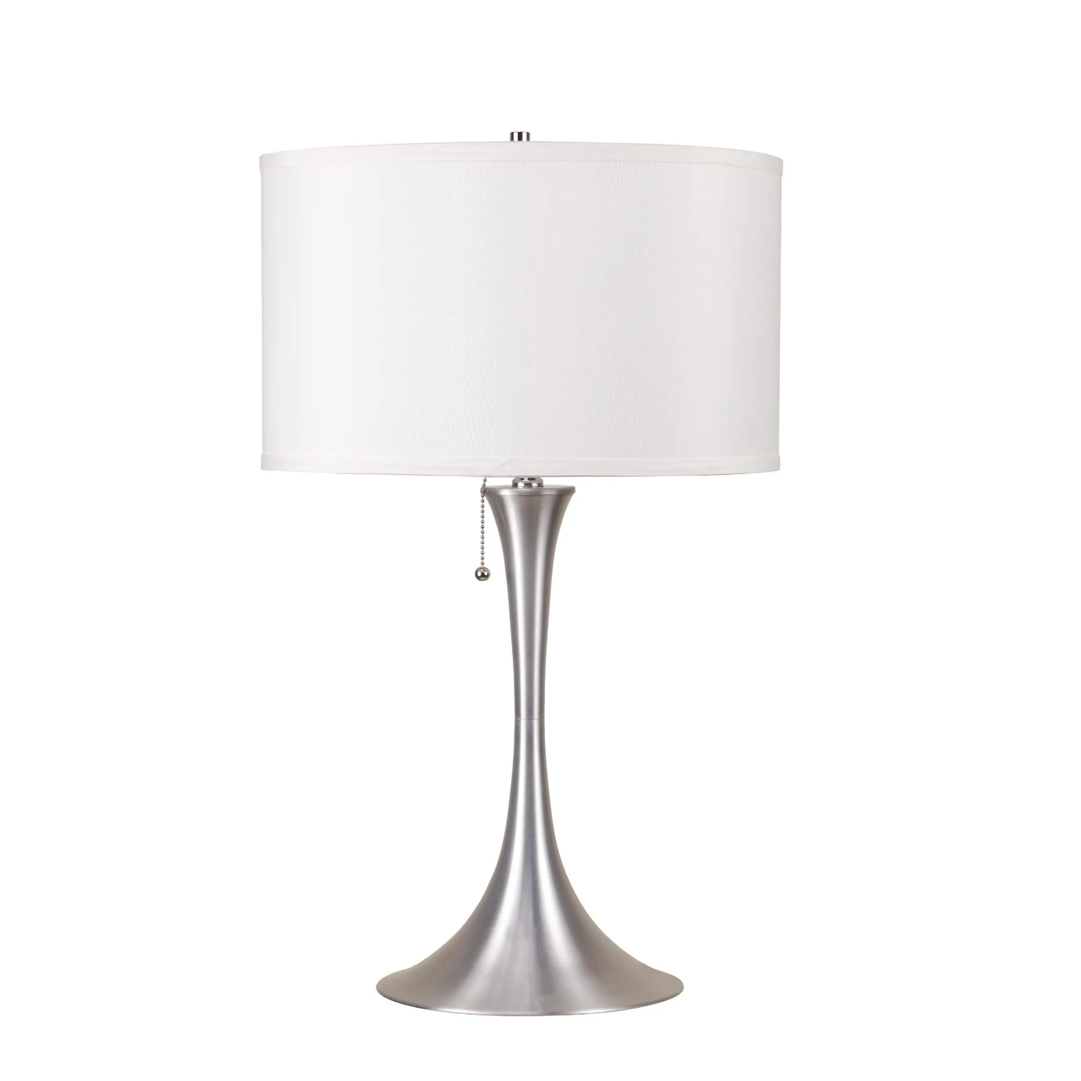 Đèn ngủ để bàn kim loại màu bạc chụp trắng 71cm - Ảnh 3