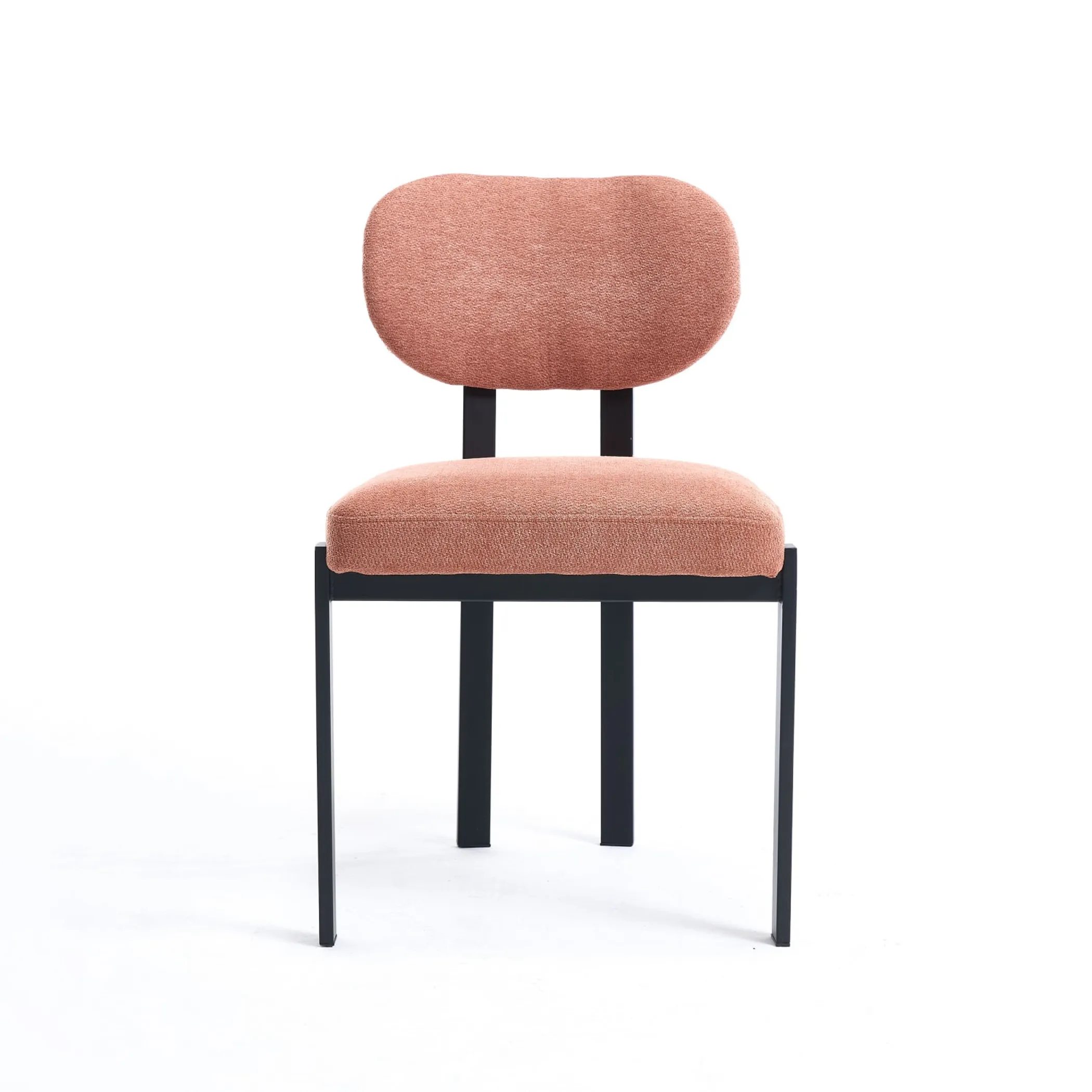 Bộ 2 ghế ăn bọc vải chenille khung kim loại lưng hở một phần - Ảnh 4
