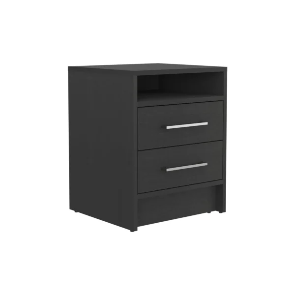 Tủ đầu giường 2 ngăn kéo gỗ công nghiệp màu đen 51cm