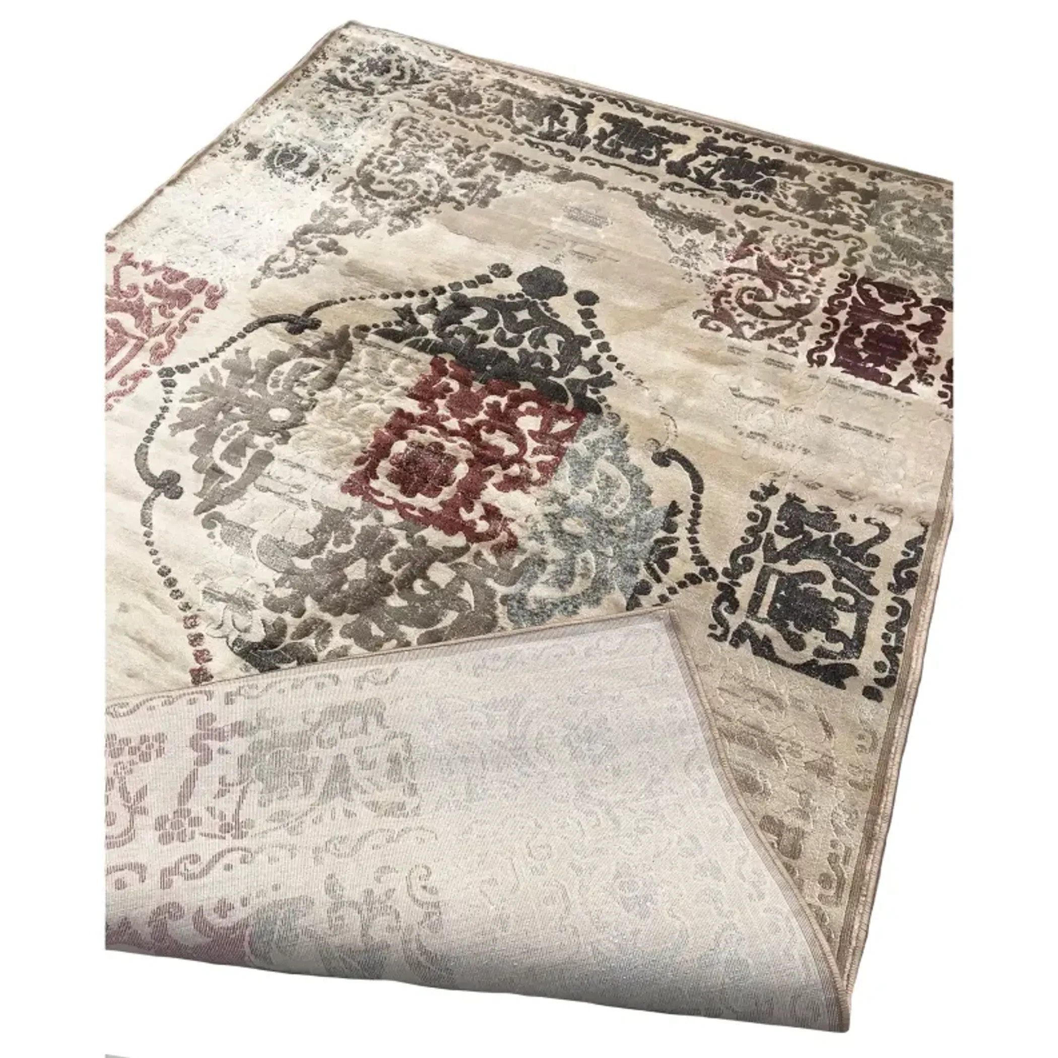 Thảm trải sàn dệt máy 2,4m x 3,1m màu be bóng mượt phong cách vintage - Ảnh 4