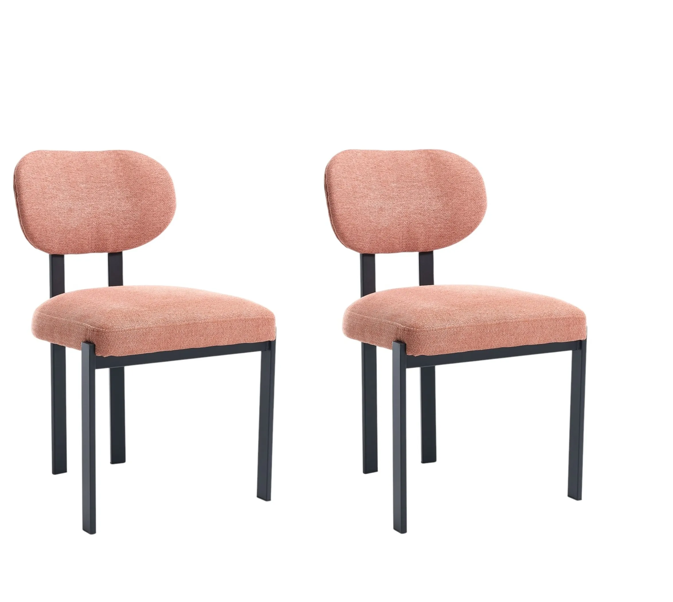Bộ 2 ghế ăn bọc vải chenille khung kim loại lưng hở một phần - Ảnh 2