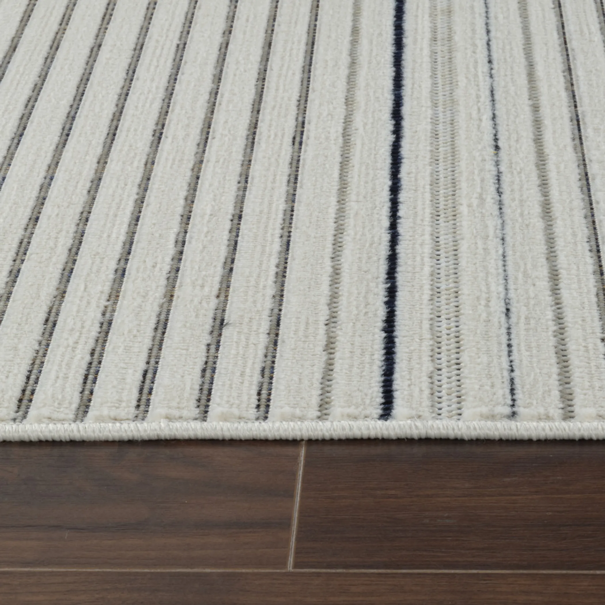 Thảm trải sàn 1,8m x 2,7m họa tiết kẻ sọc phong cách cũ kỹ màu xanh và kem - Ảnh 6