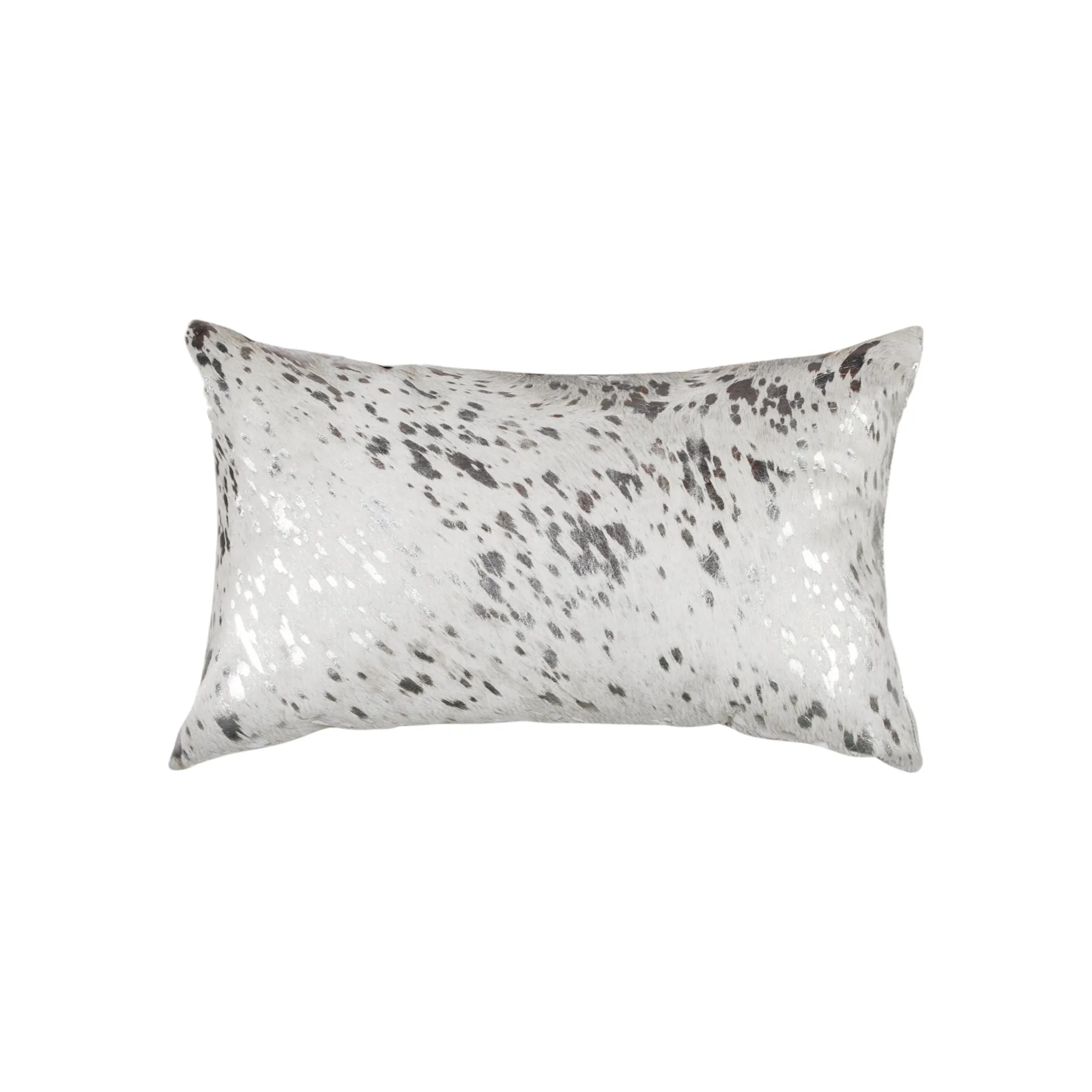 Bộ 2 gối tựa lưng da bò thật họa tiết trừu tượng xám bạc ánh nhũ 30cm x 50cm