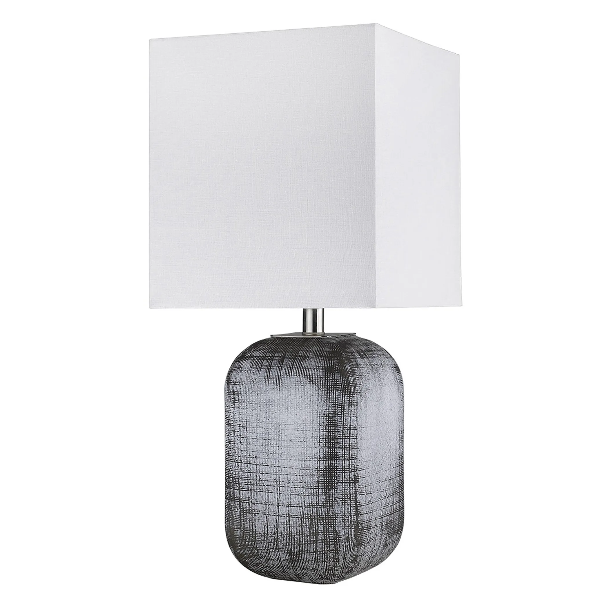 Đèn bàn gốm màu xanh và xám 63,5cm chụp vuông màu trắng - Ảnh 4
