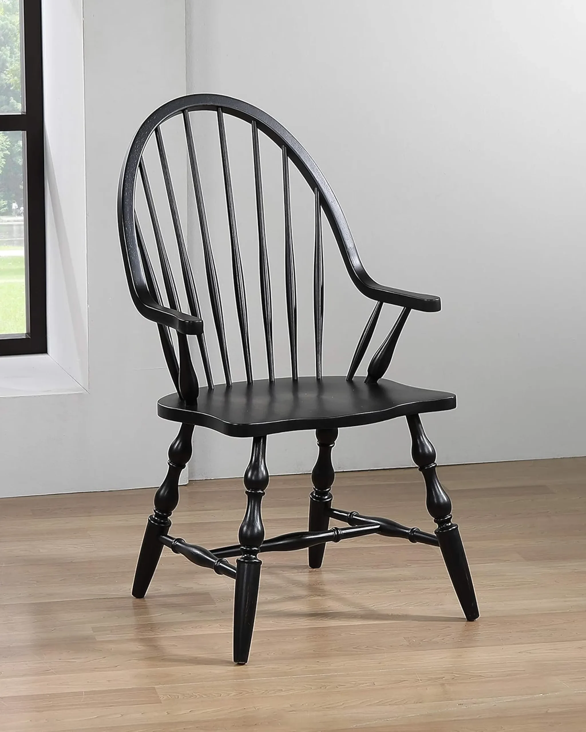 Ghế ăn có tay vịn lưng nan Windsor Sunset Trading Black Cherry Selections, lắp sẵn - Ảnh 2