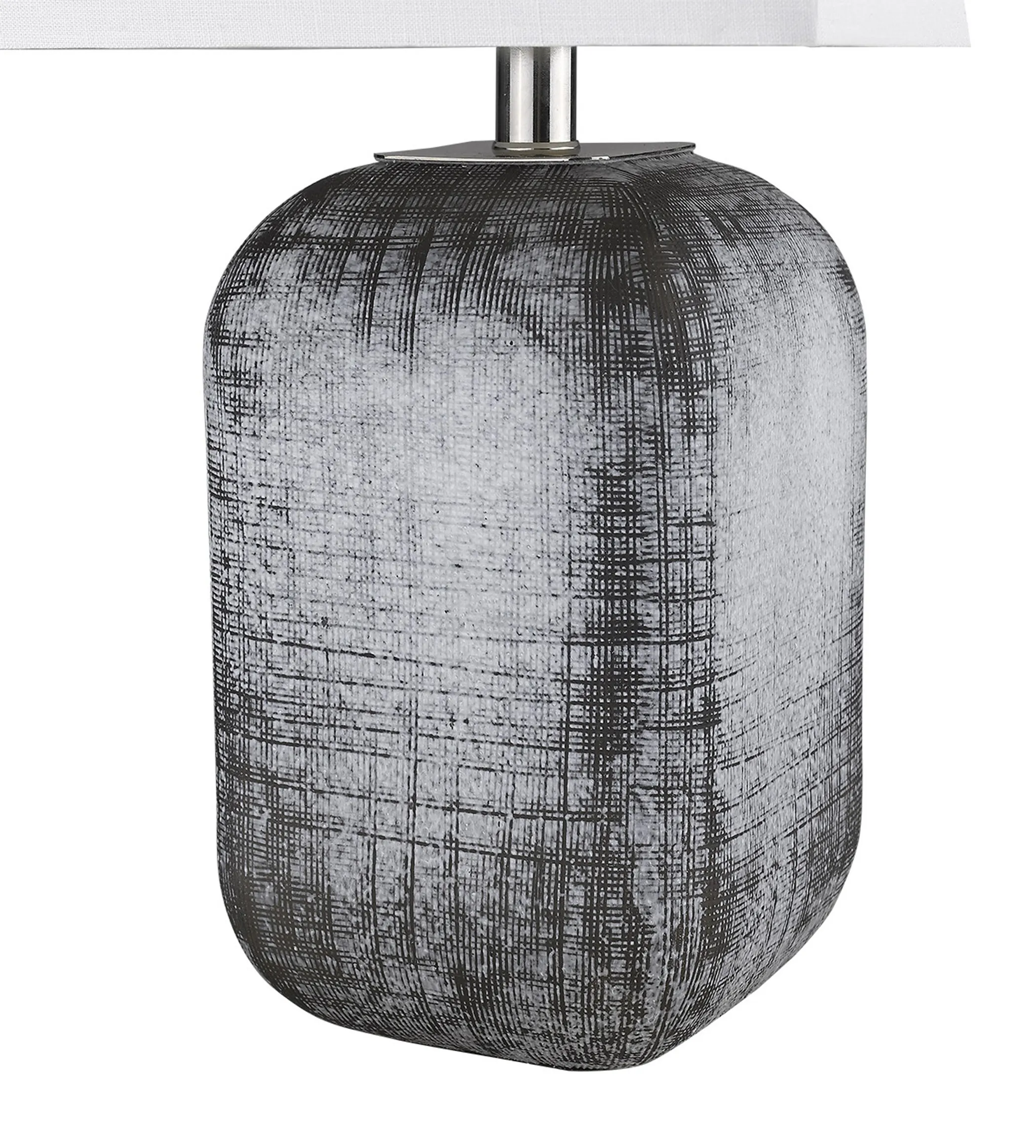 Đèn bàn gốm màu xanh và xám 63,5cm chụp vuông màu trắng - Ảnh 5