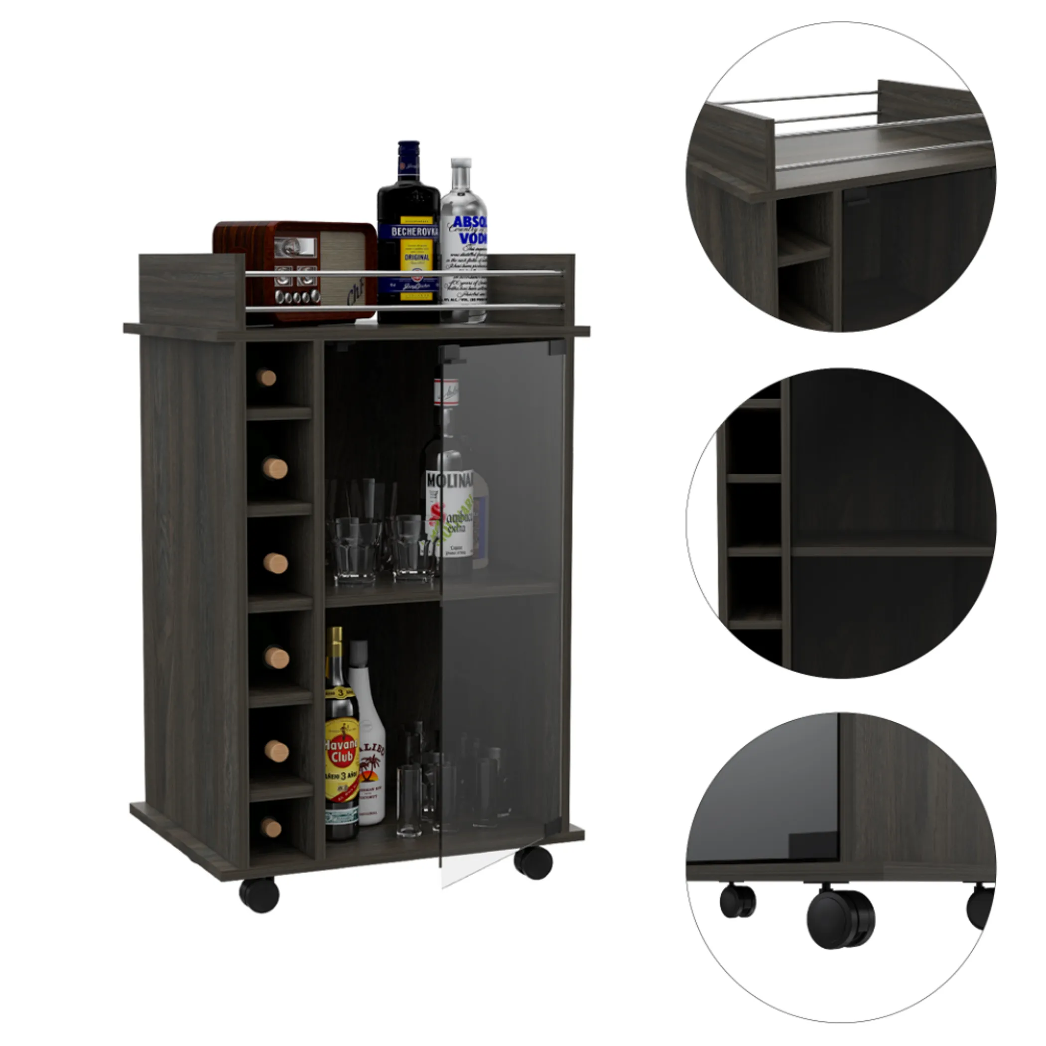 Xe đẩy quầy bar Barbieri với sáu hộc dọc thân