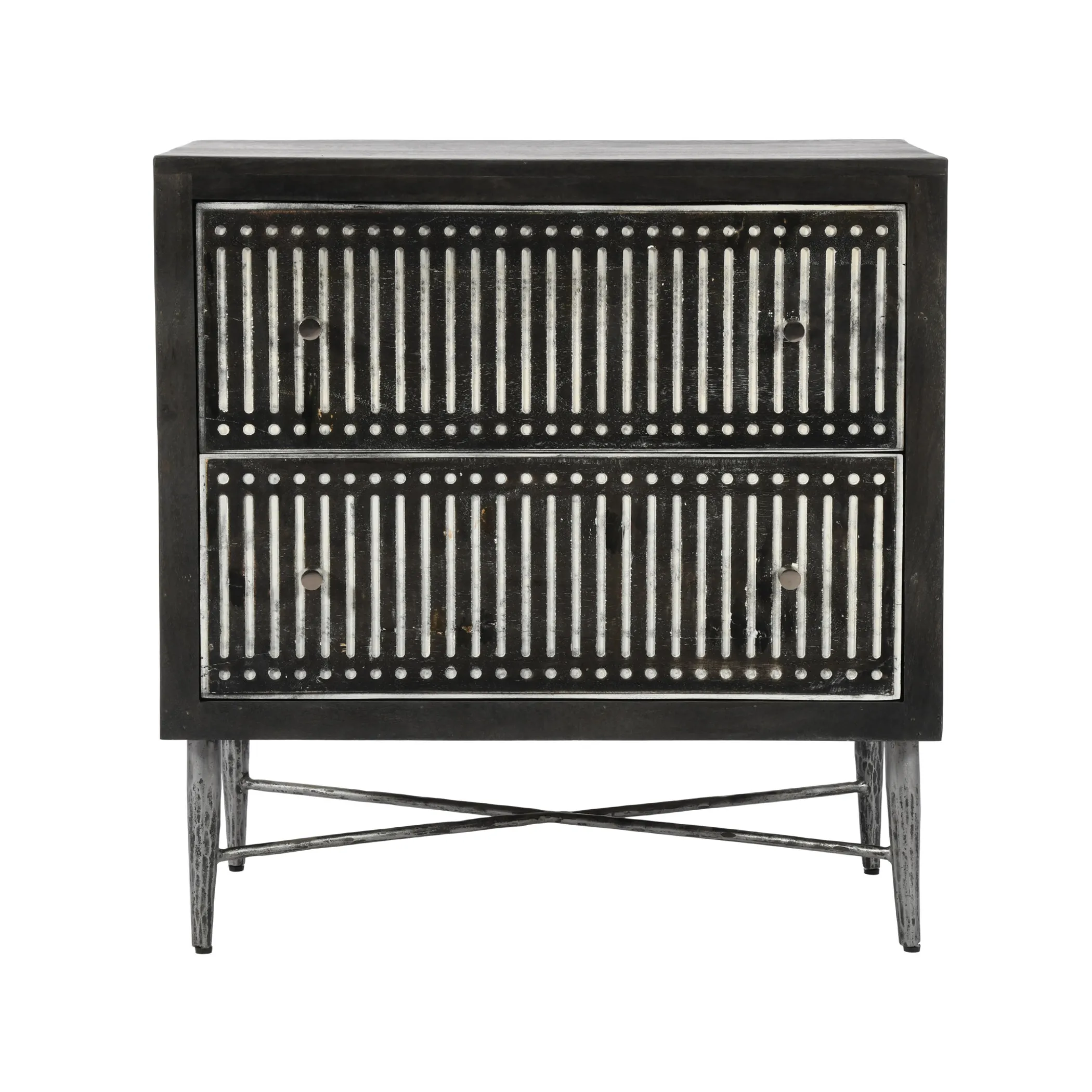 Tủ đầu giường hai ngăn kéo 71cm màu nâu cổ điển - Ảnh 3