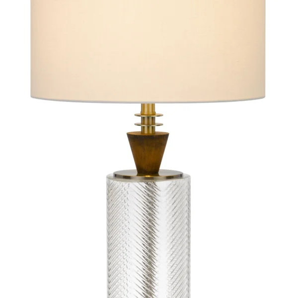 Đèn bàn kim loại trong suốt 76cm chụp hình thang màu trắng
