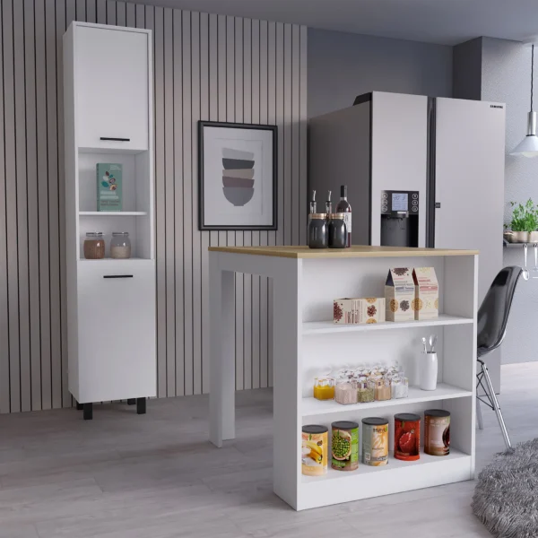 Bộ nội thất bếp Glendale 2 món màu trắng phối gỗ sồi sáng