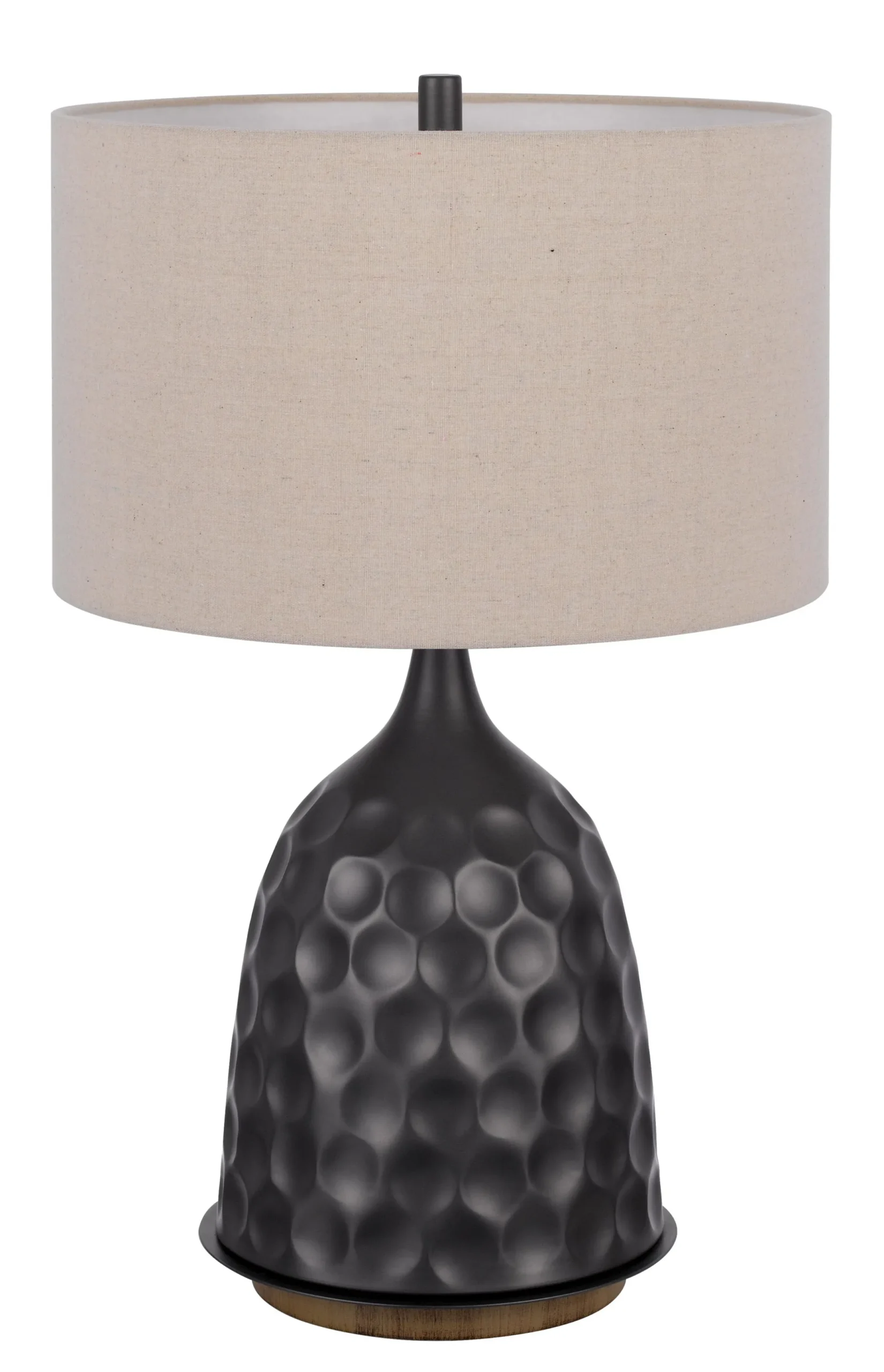 Đèn bàn kim loại màu xám 74cm chụp trống màu nâu - Ảnh 2