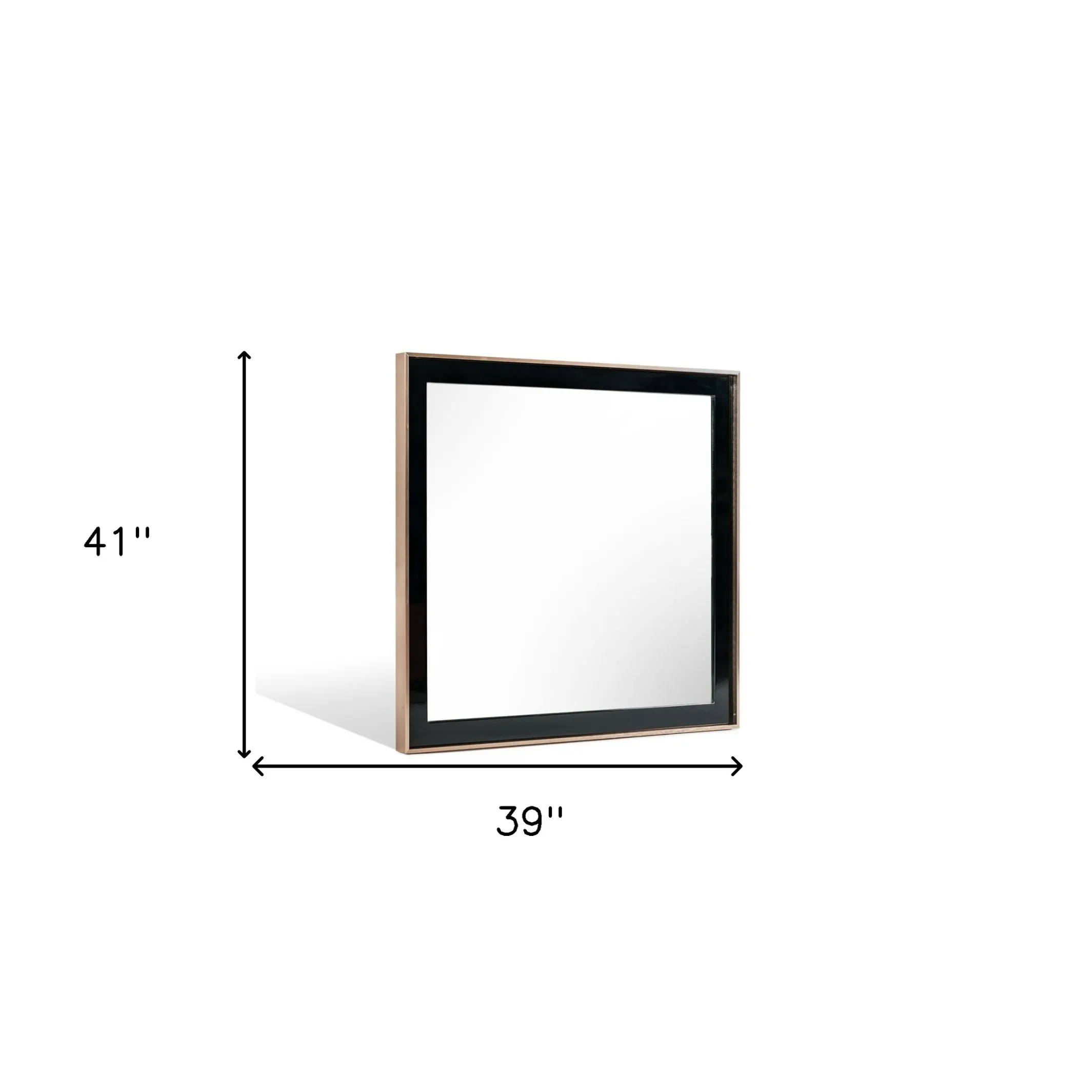 Gương trang trí khung gỗ và kim loại màu vàng hồng phối đen 99cm - Ảnh 5