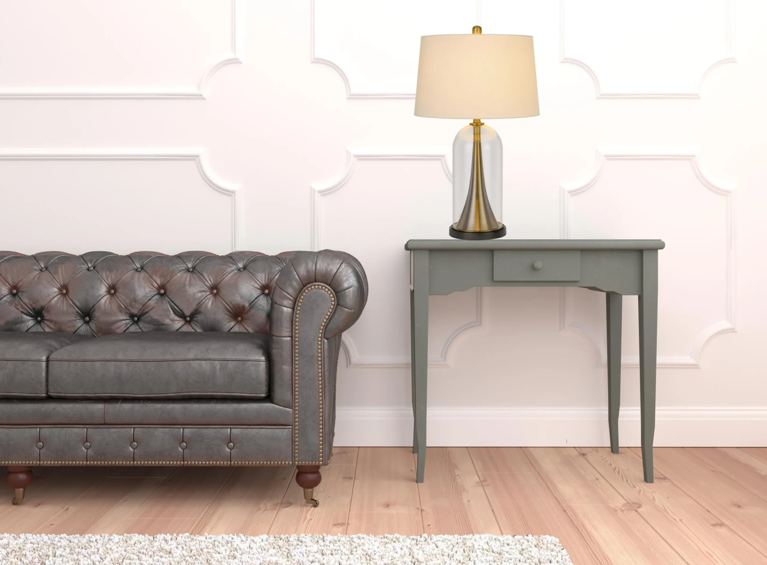 Đèn bàn kim loại trong suốt 74cm chụp hình thang màu trắng - Ảnh 3