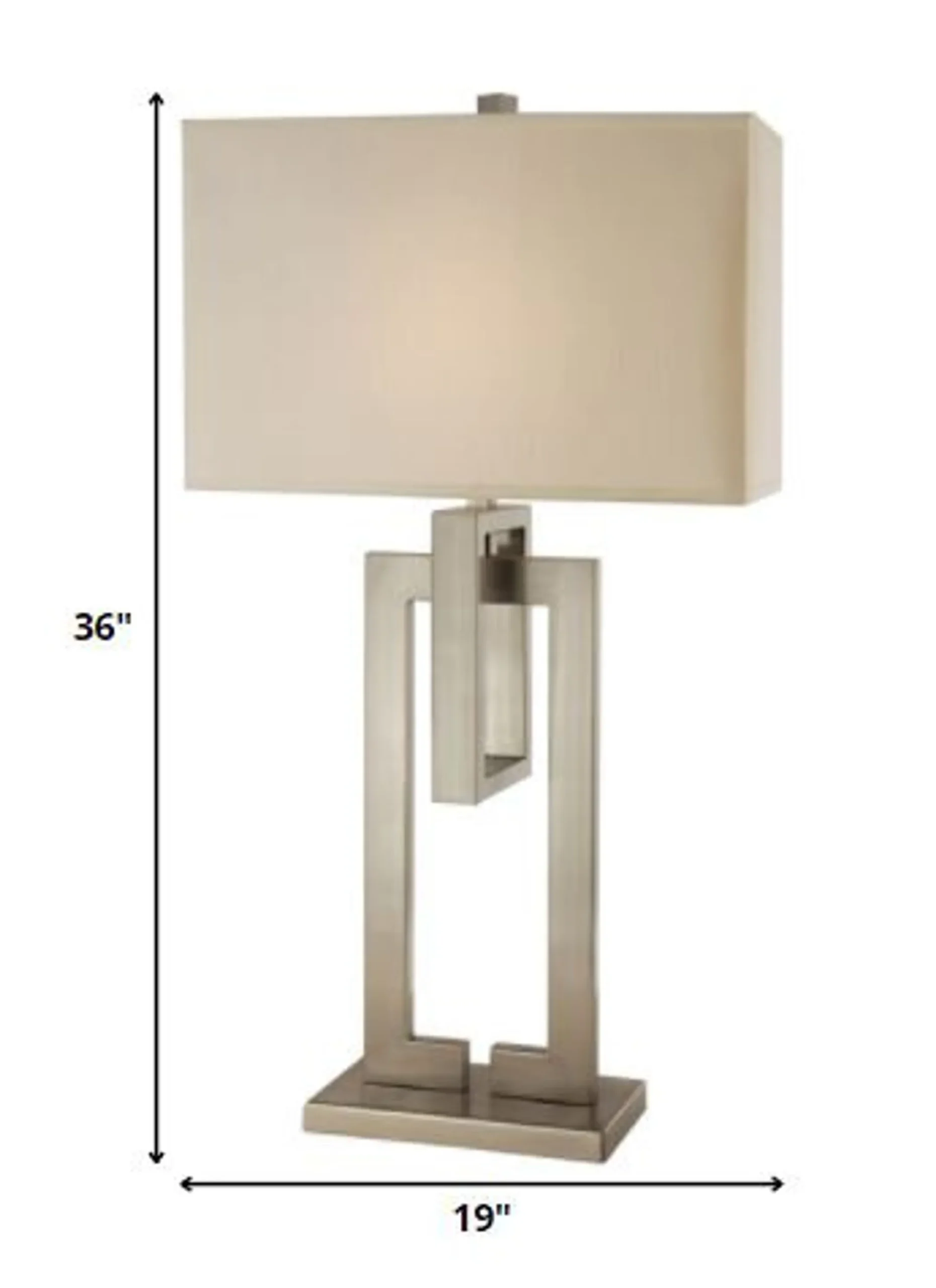 Đèn bàn sắt mạ niken 91cm họa tiết hình học, chụp màu ngà - Ảnh 6