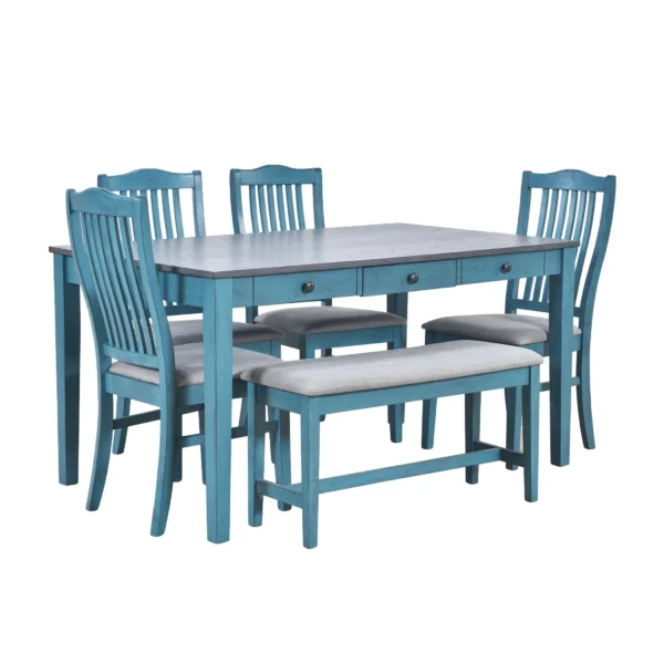 Bộ bàn ăn gỗ 6 món phong cách mid-century