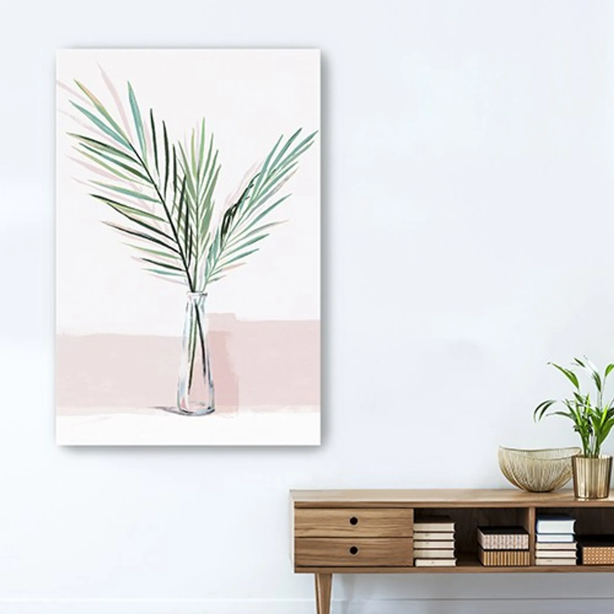 Tranh canvas không khung tán lá xanh trên nền hồng 122cm x 81cm - Ảnh 4