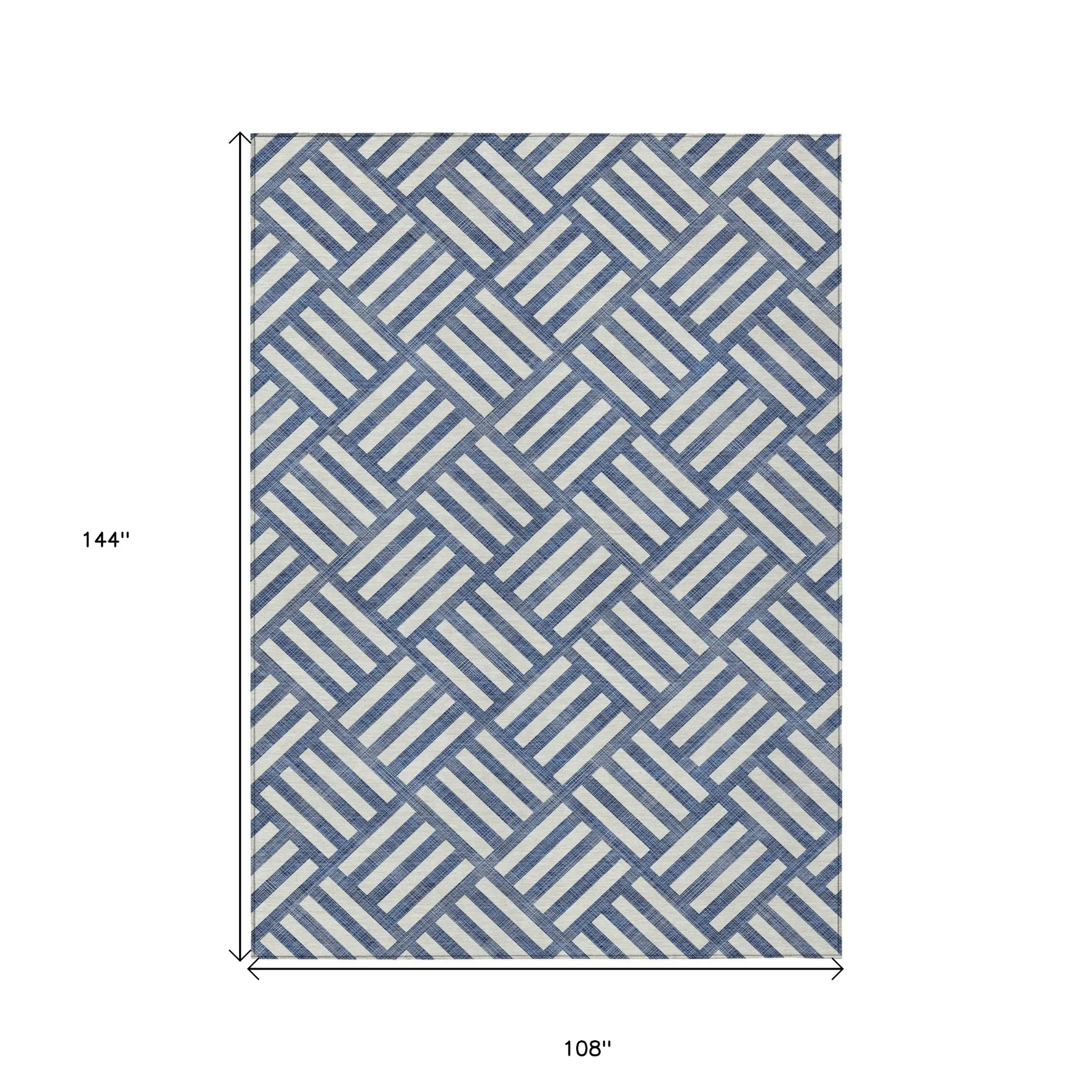 Thảm trải sàn giặt được 2,7m x 3,7m họa tiết hình học màu xanh navy và ngà - Ảnh 3