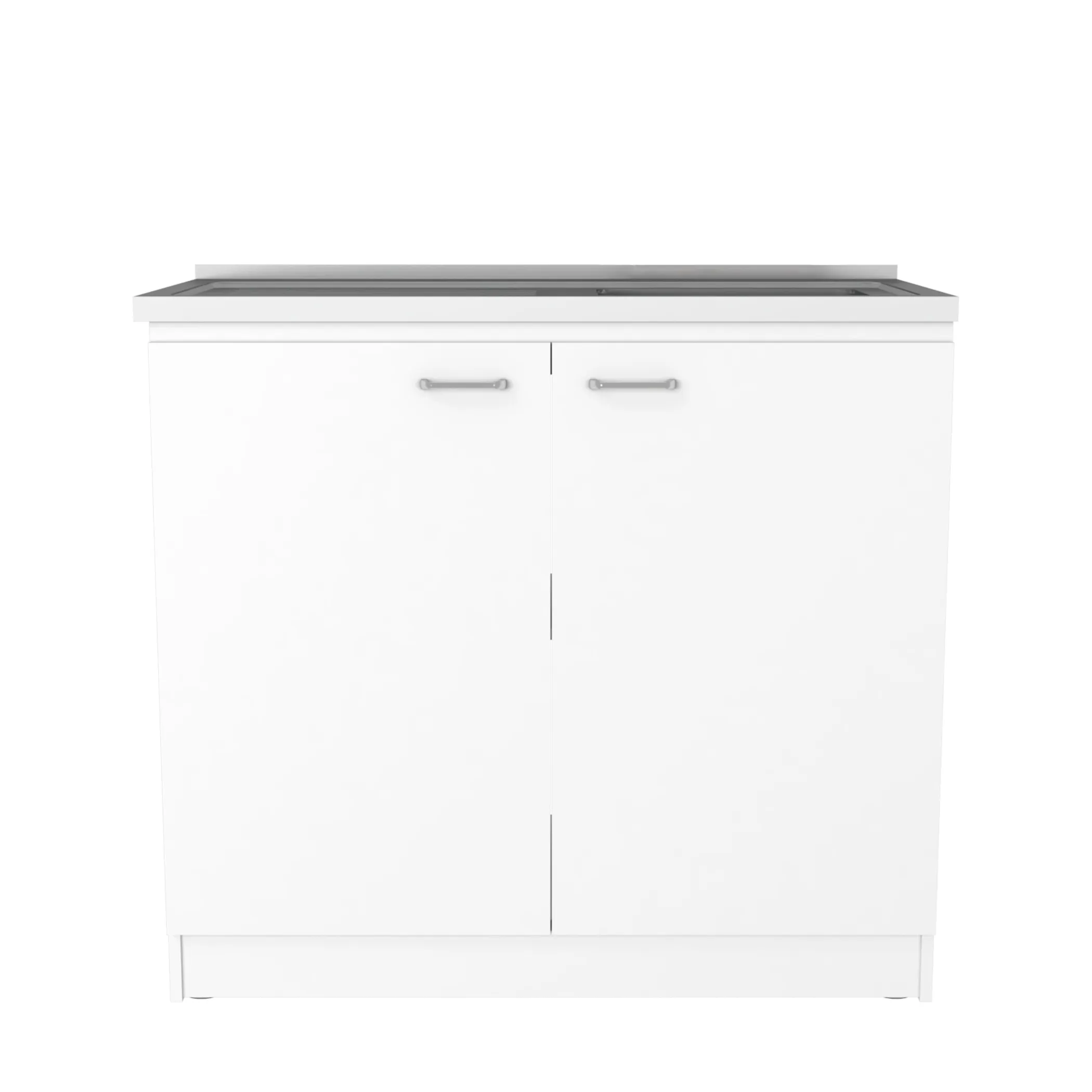 Bộ nội thất bếp Phoenix 2 món: đảo bếp Cala và tủ chậu rửa Napoles, trắng phối onyx - Ảnh 4