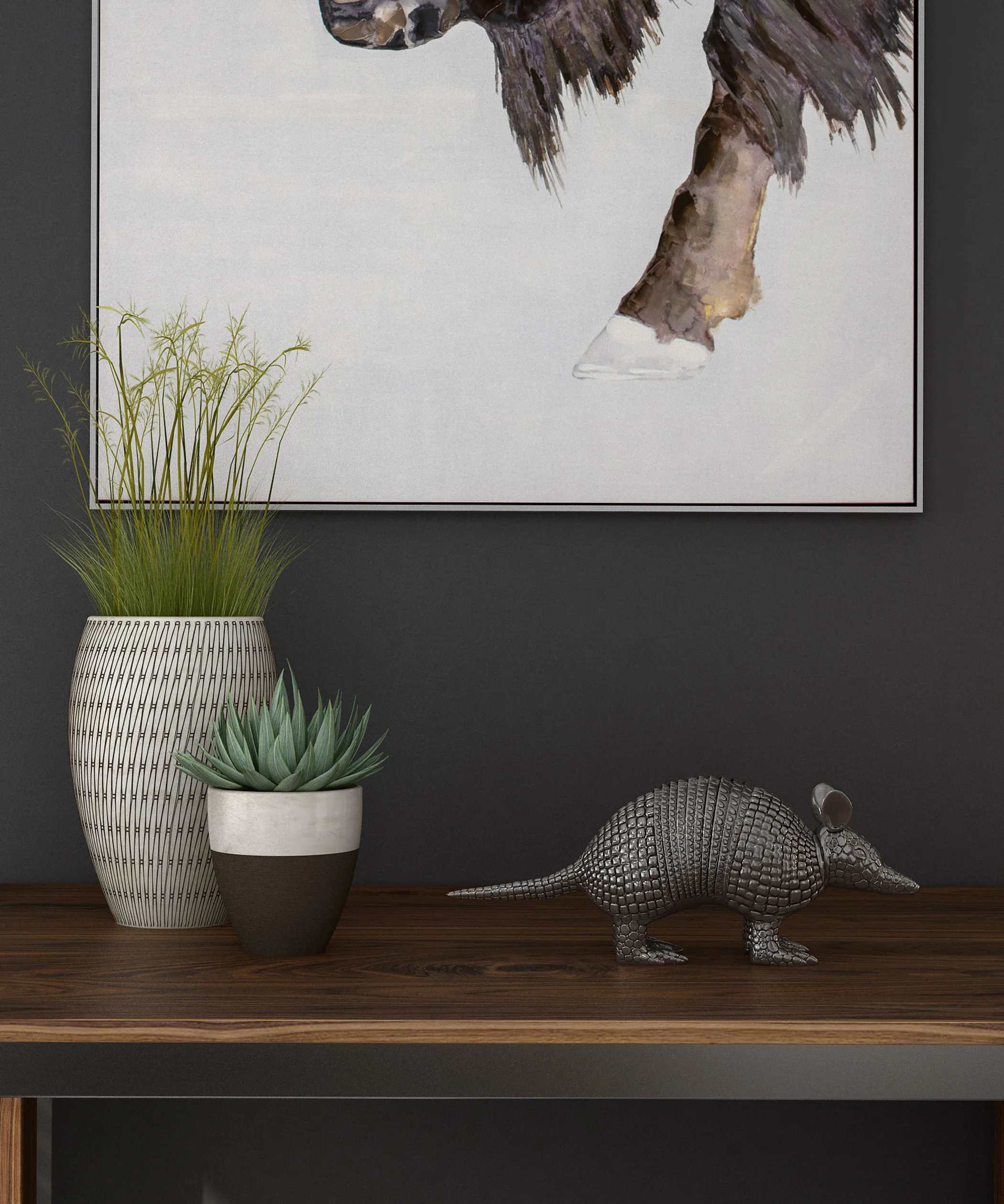 Tượng con tatu (armadillo) bằng nhựa resin màu bạc 15cm - Ảnh 6