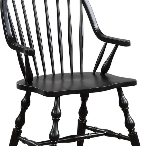 Ghế ăn có tay vịn lưng nan Windsor Sunset Trading Black Cherry Selections, lắp sẵn