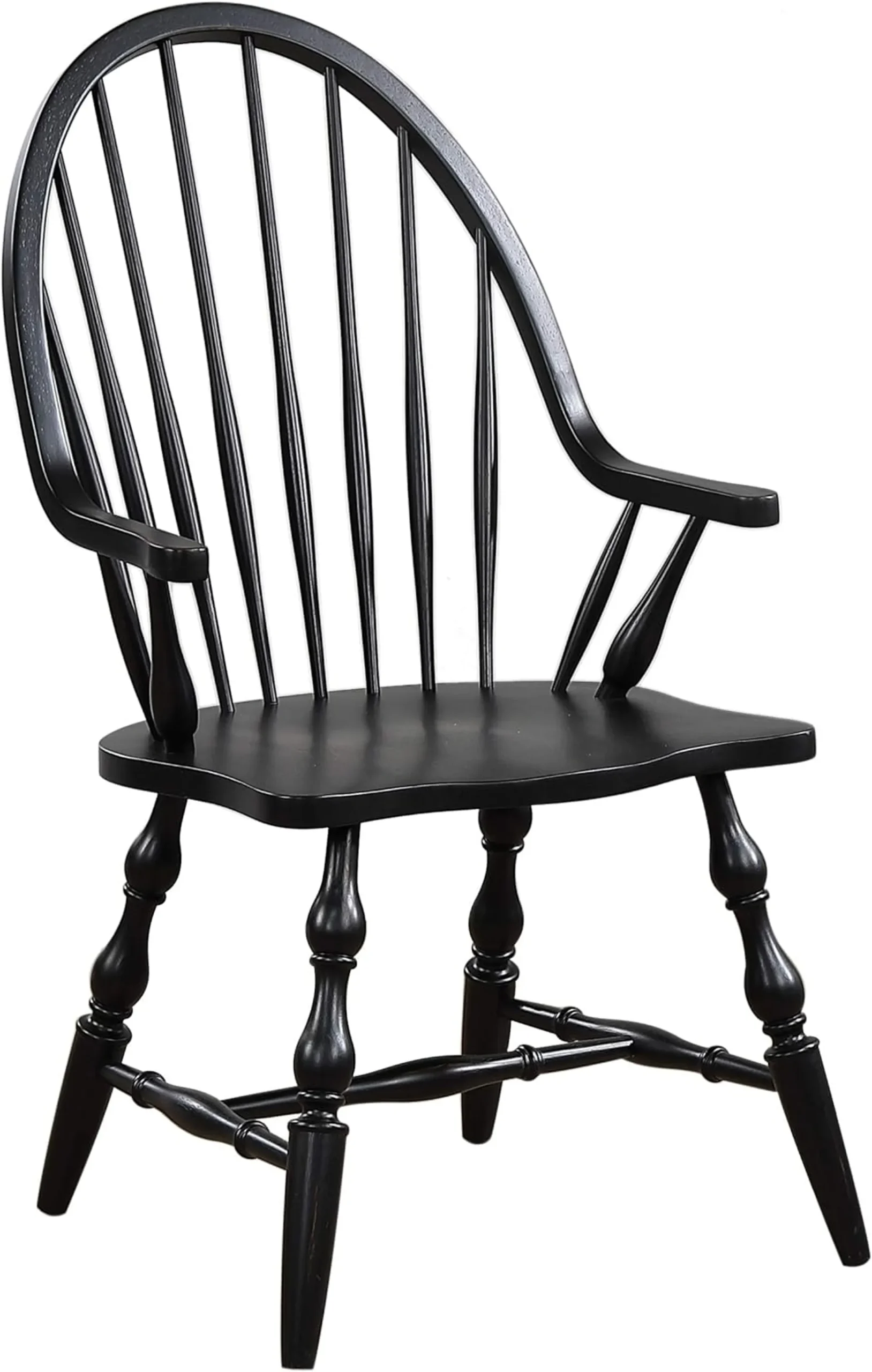 Ghế ăn có tay vịn lưng nan Windsor Sunset Trading Black Cherry Selections, lắp sẵn