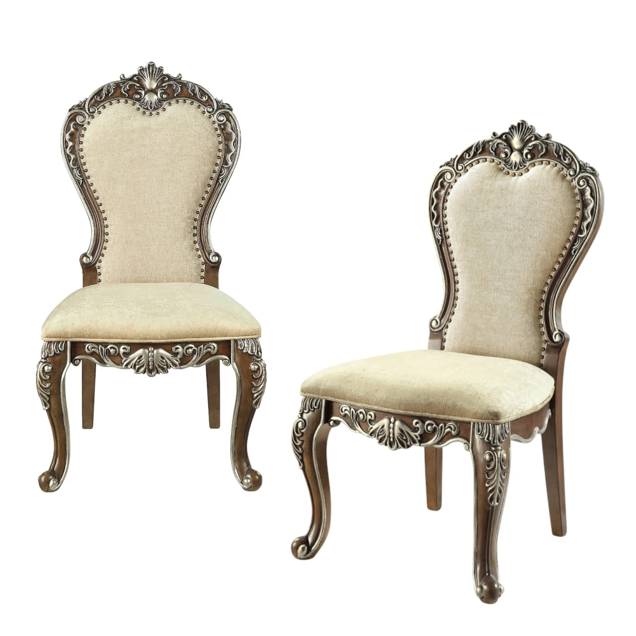 Bộ 2 ghế ăn bọc vải chenille khung gỗ tự nhiên - Ảnh 2