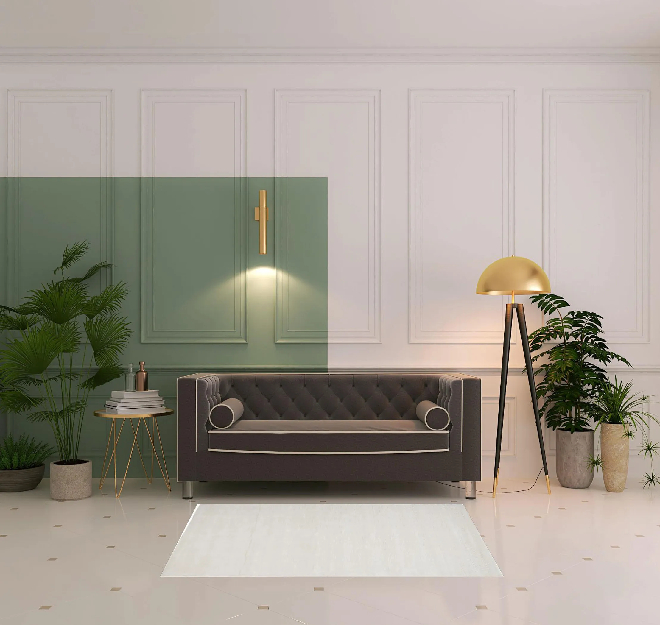 Thảm trải sàn dệt tay phong cách cũ kỹ 1,2m x 1,8m màu trắng - Ảnh 2