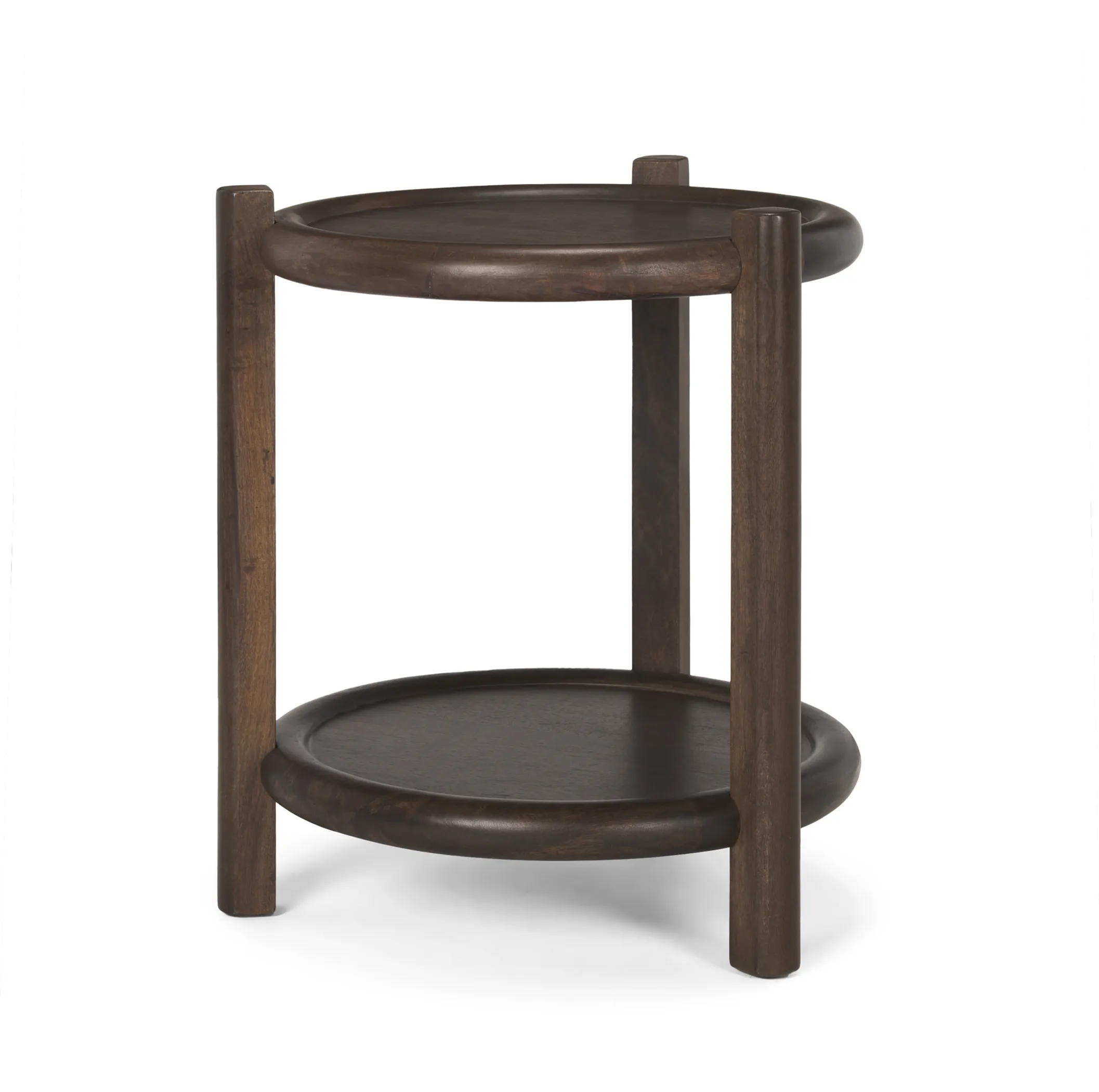 Bàn khay gỗ tự nhiên màu nâu đậm 61cm - Ảnh 2