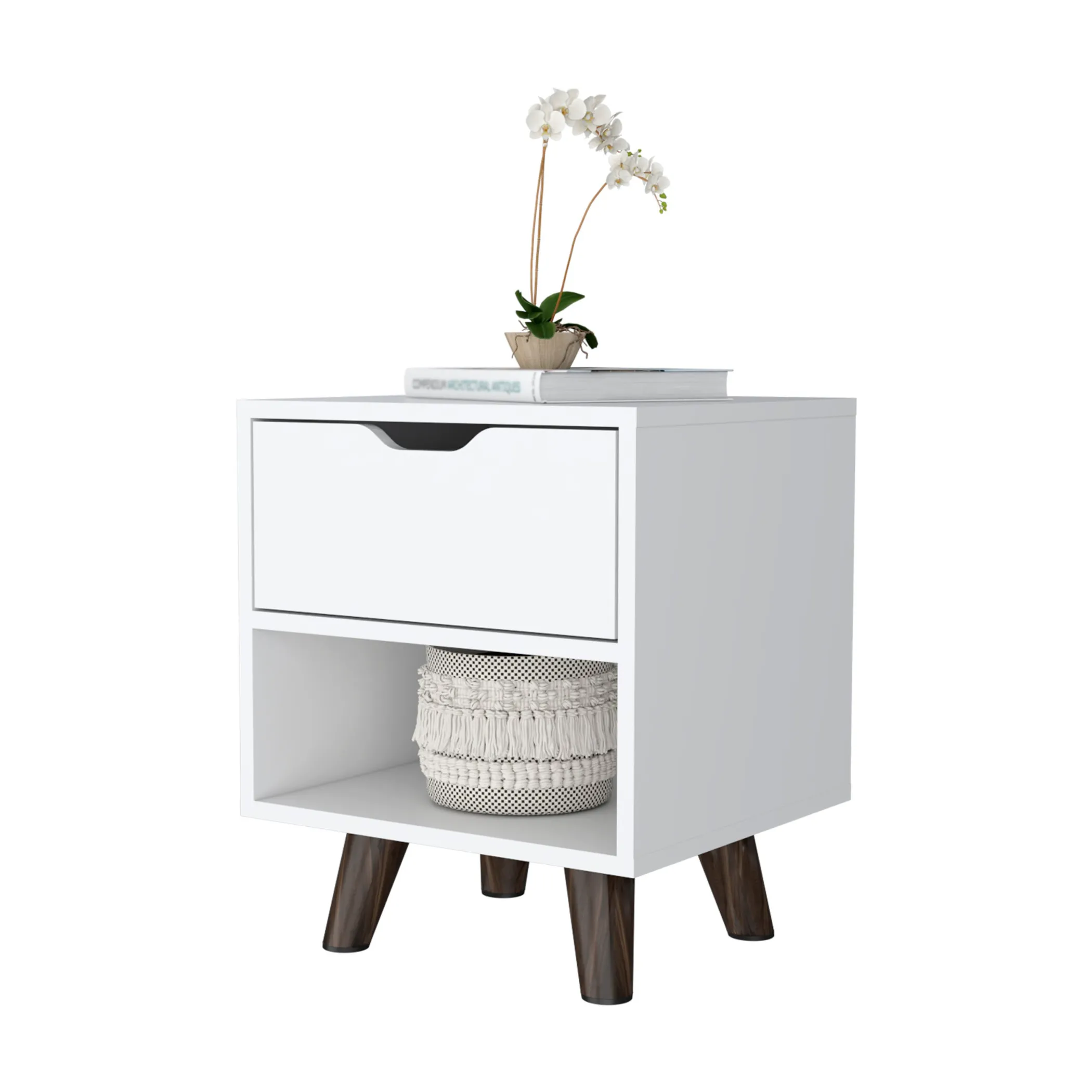 Tủ đầu giường 1 ngăn kéo gỗ công nghiệp màu trắng 48cm - Ảnh 4