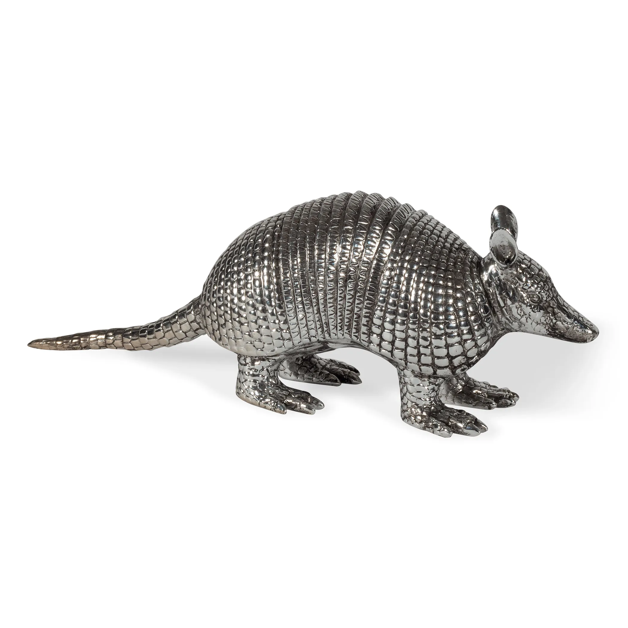 Tượng con tatu (armadillo) bằng nhựa resin màu bạc 15cm - Ảnh 2